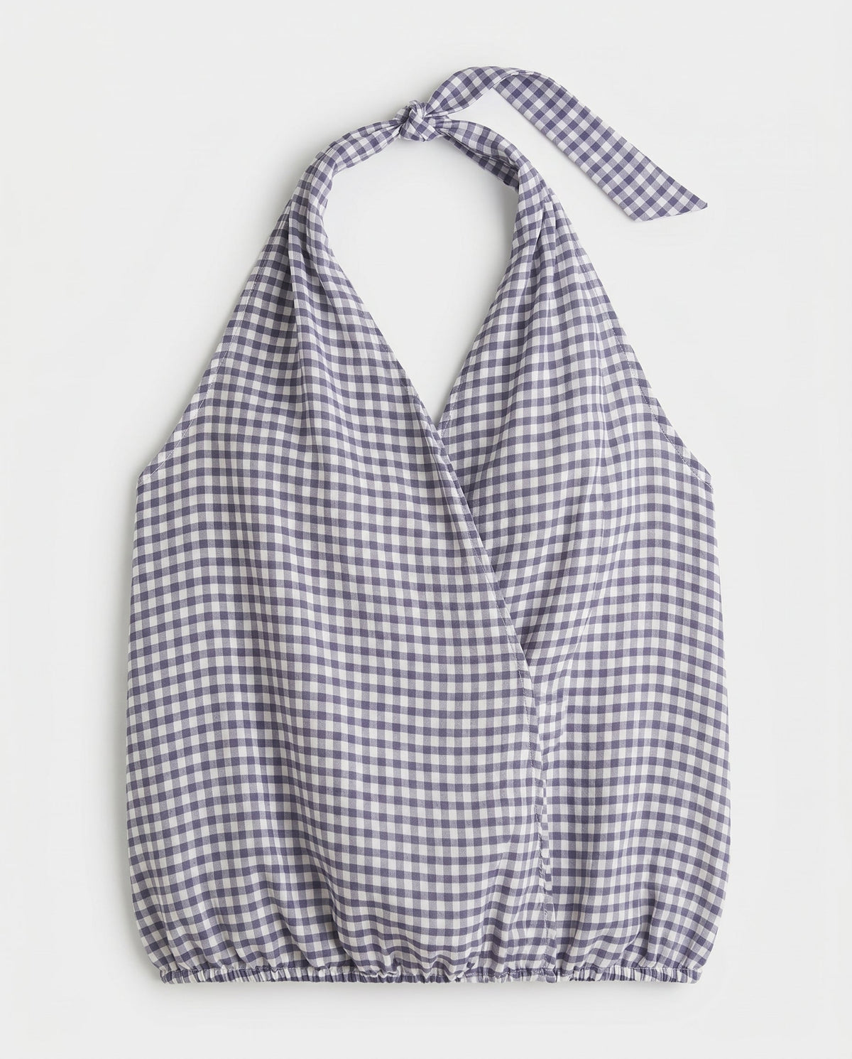 Checkered Halter Neck Top Navy Check audrey
