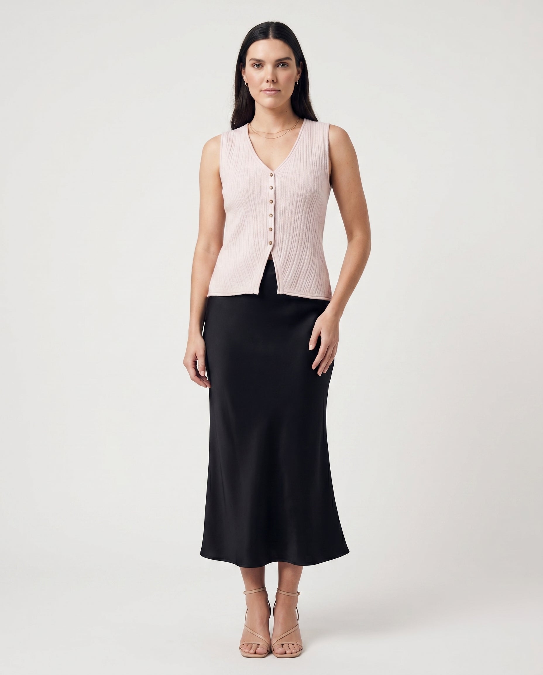 Tailored Button Vest Gray