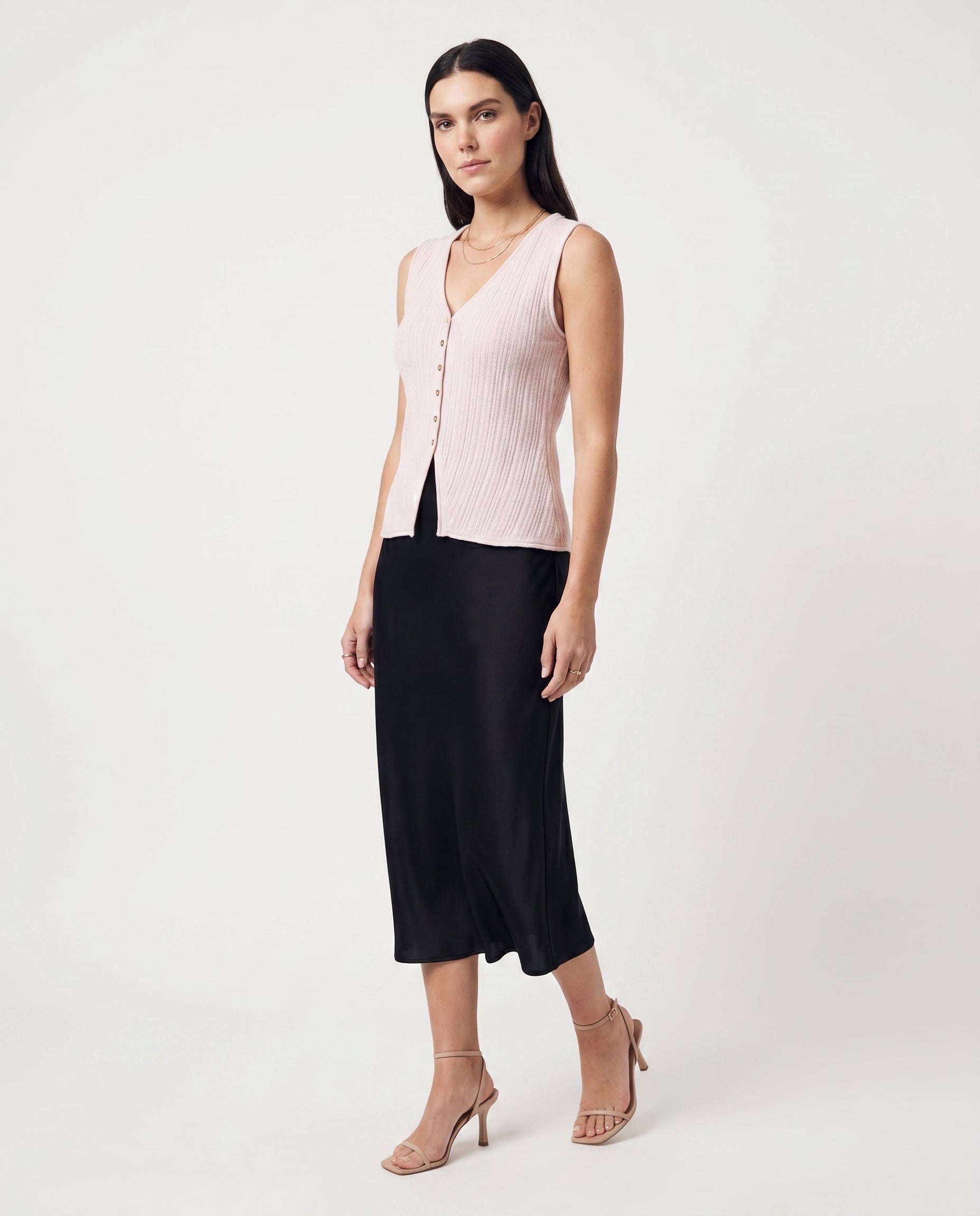 Tailored Button Vest Gray