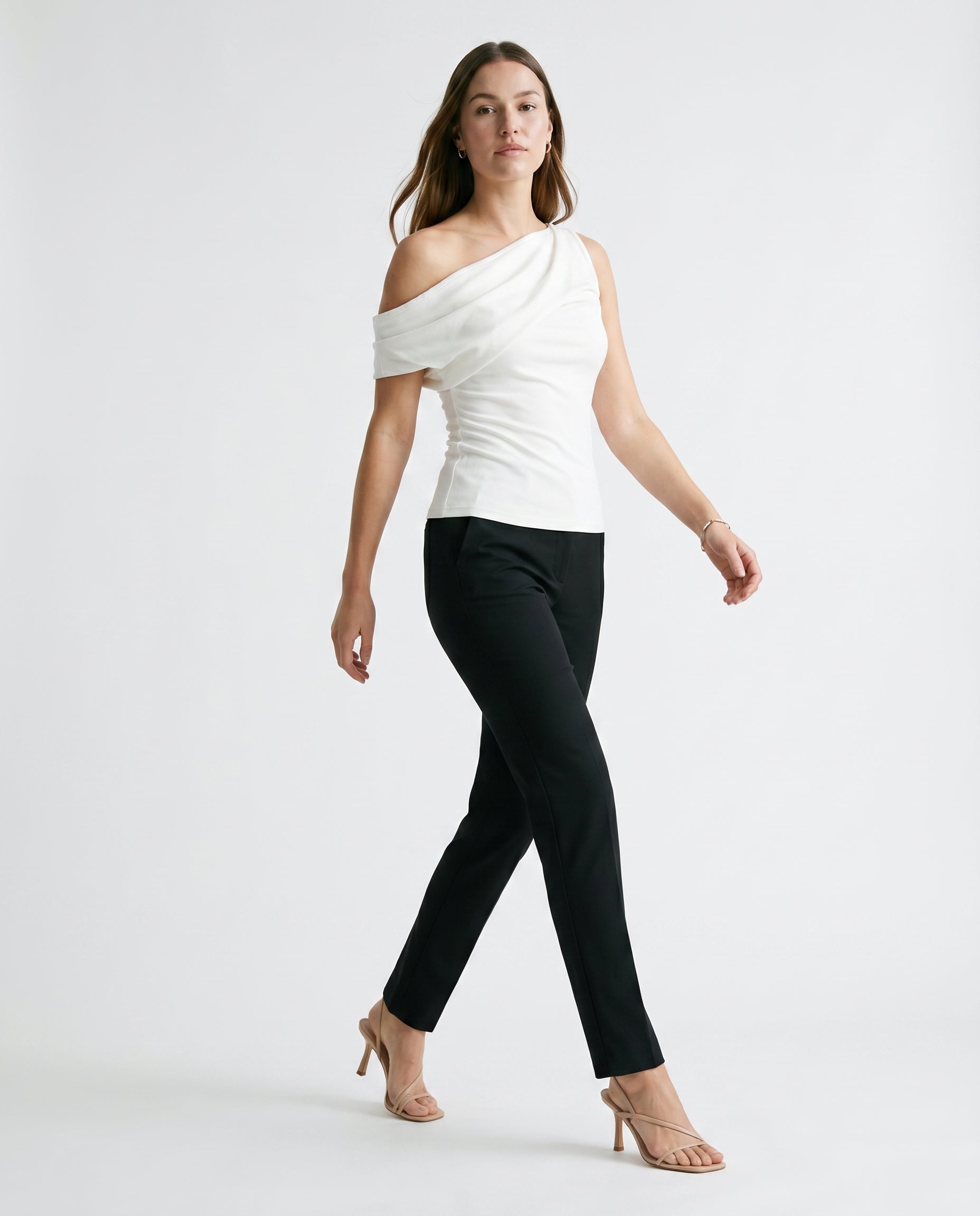 Asymmetrical One-Shoulder Top White