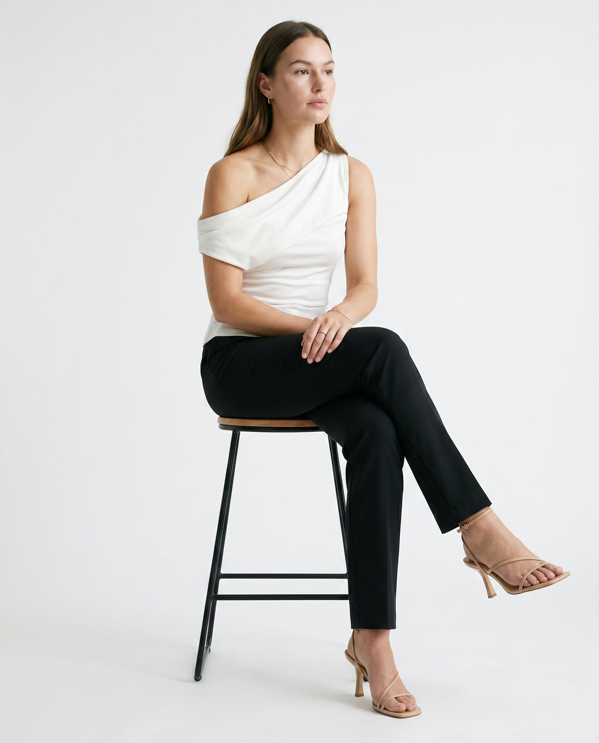 Asymmetrical One-Shoulder Top White 12 Rue Collette