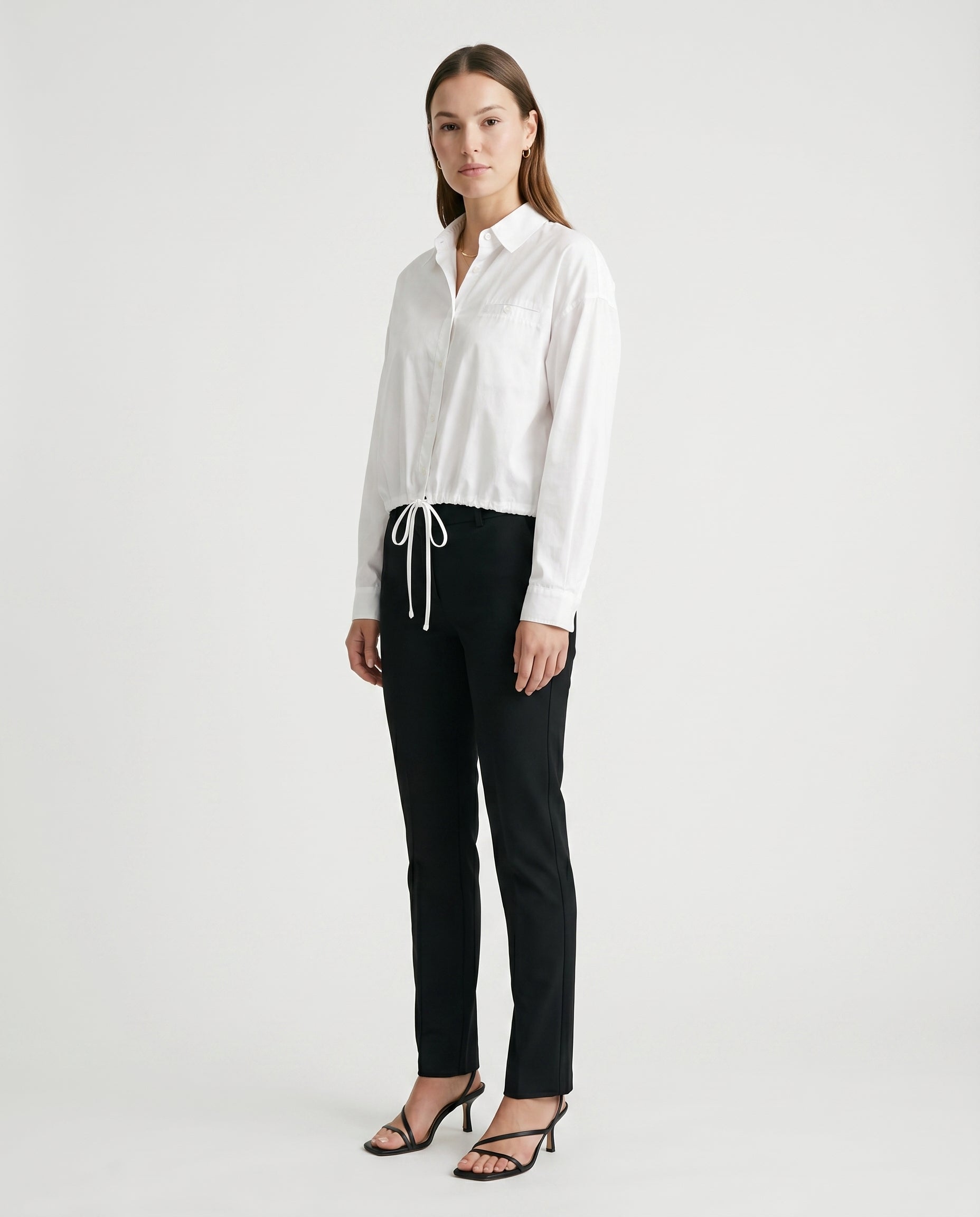 Button-Up Shirt with Ties White