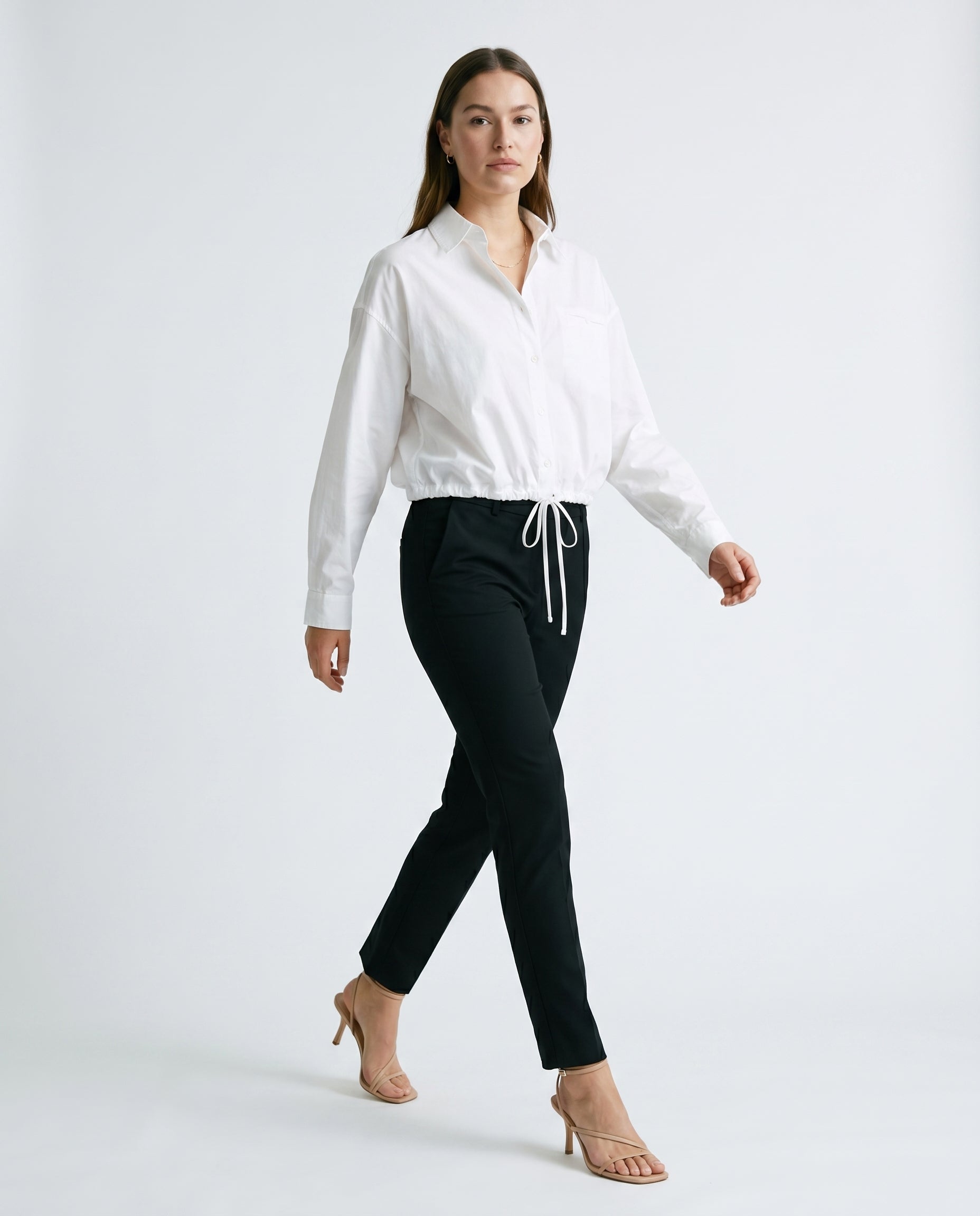 Button-Up Shirt with Ties White