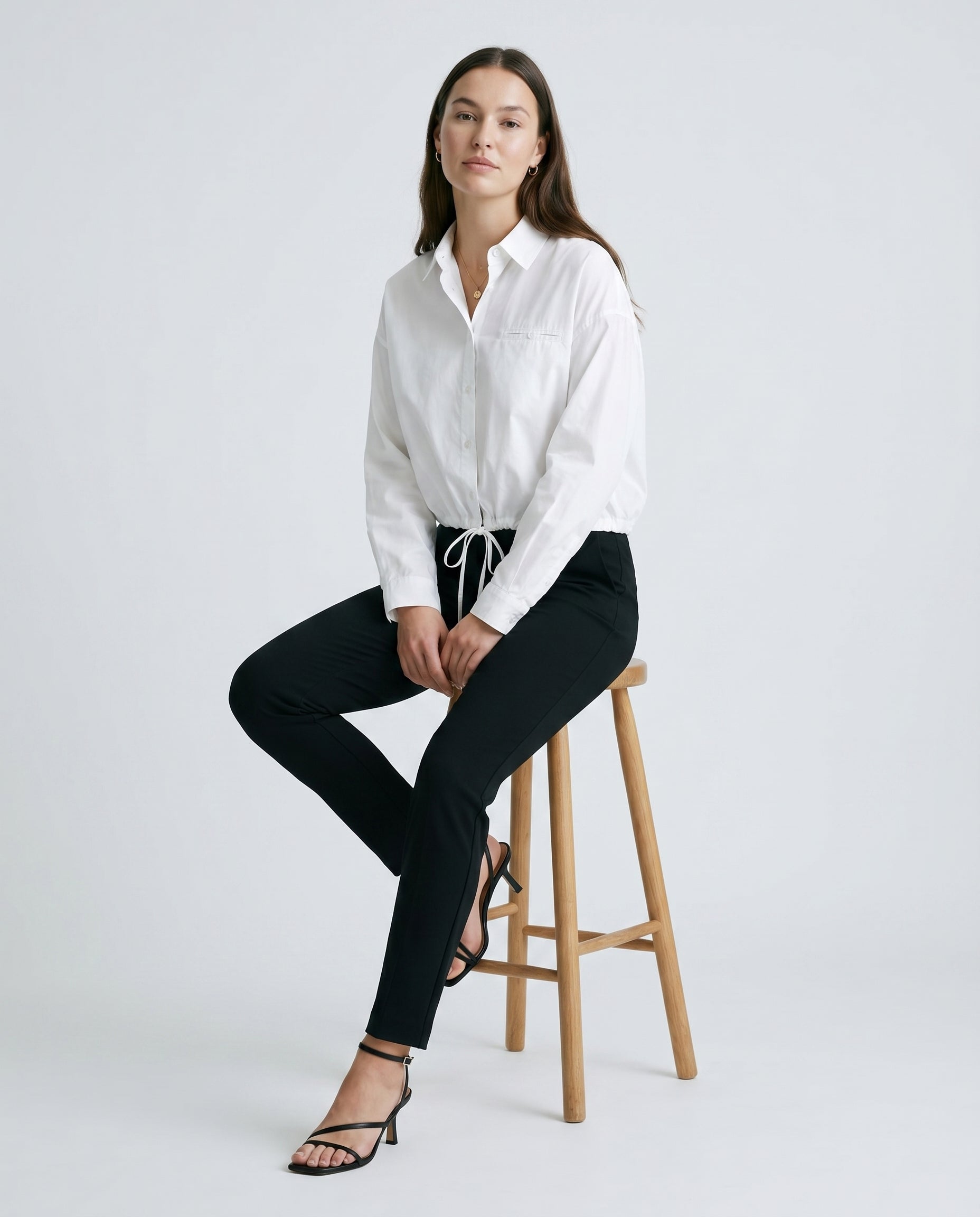 Button-Up Shirt with Ties White