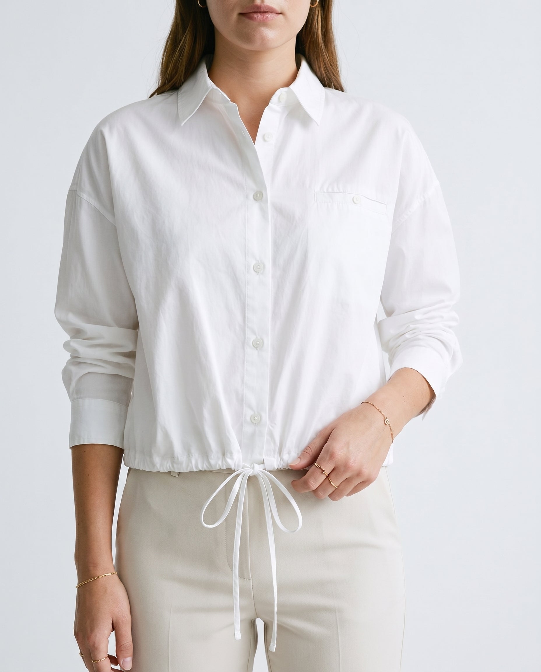 Button-Up Shirt with Ties White