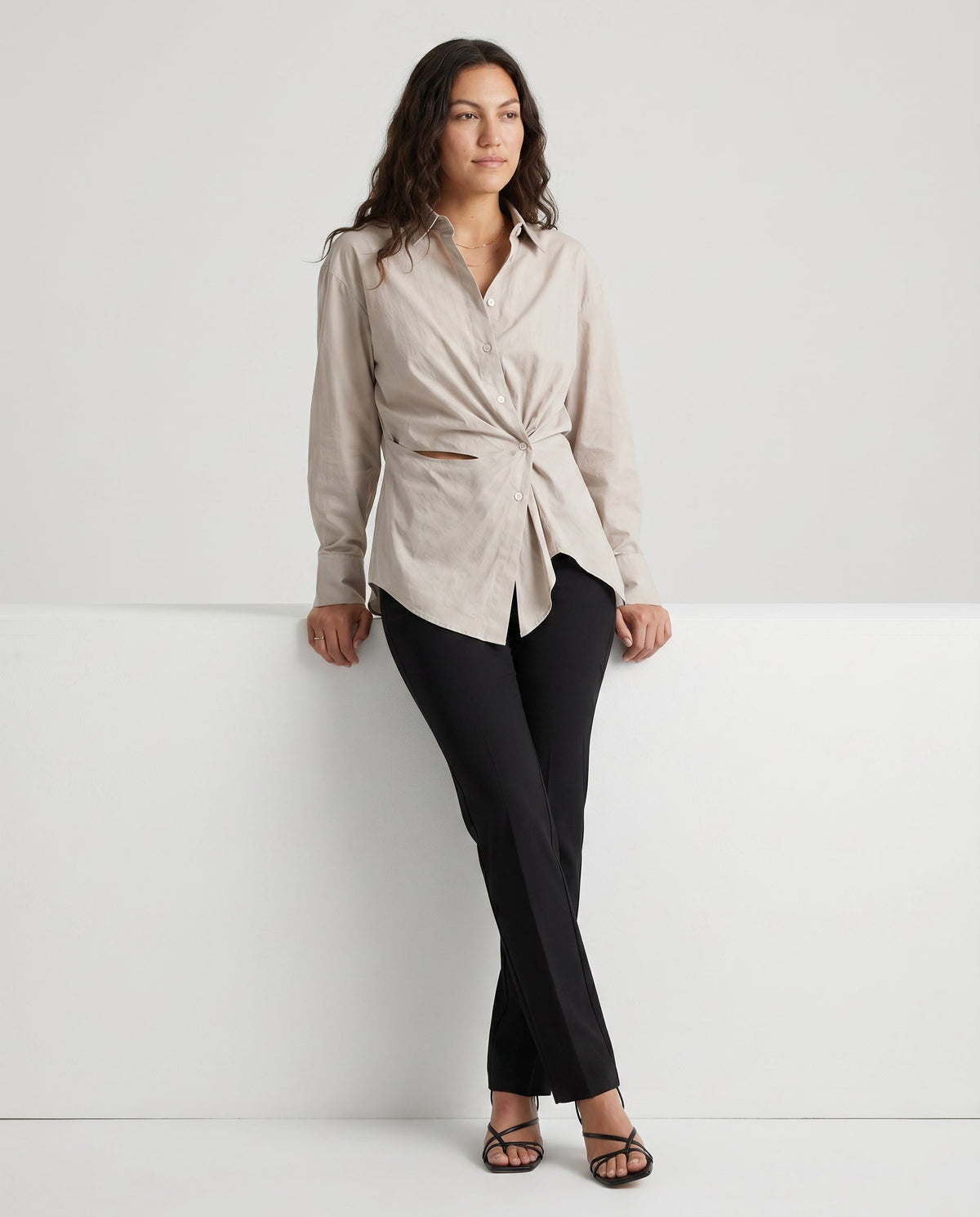 Effortless Button-Up Shirt Green SLOW HIGH