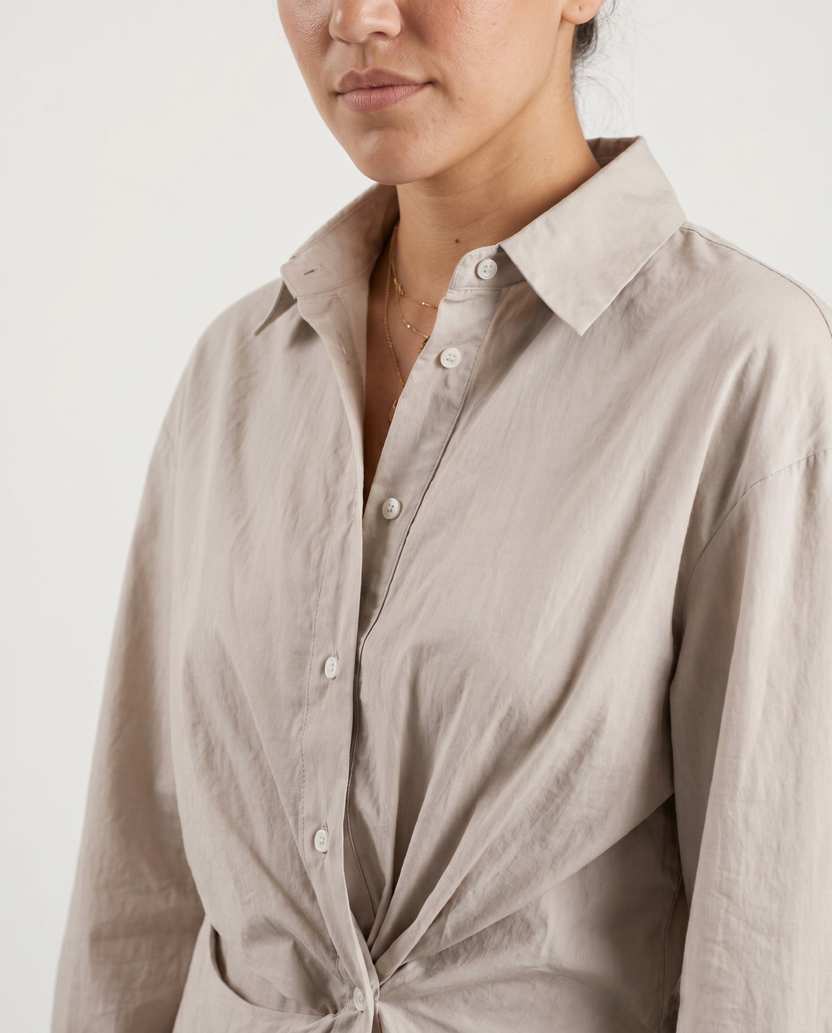 Effortless Button-Up Shirt Green SLOW HIGH