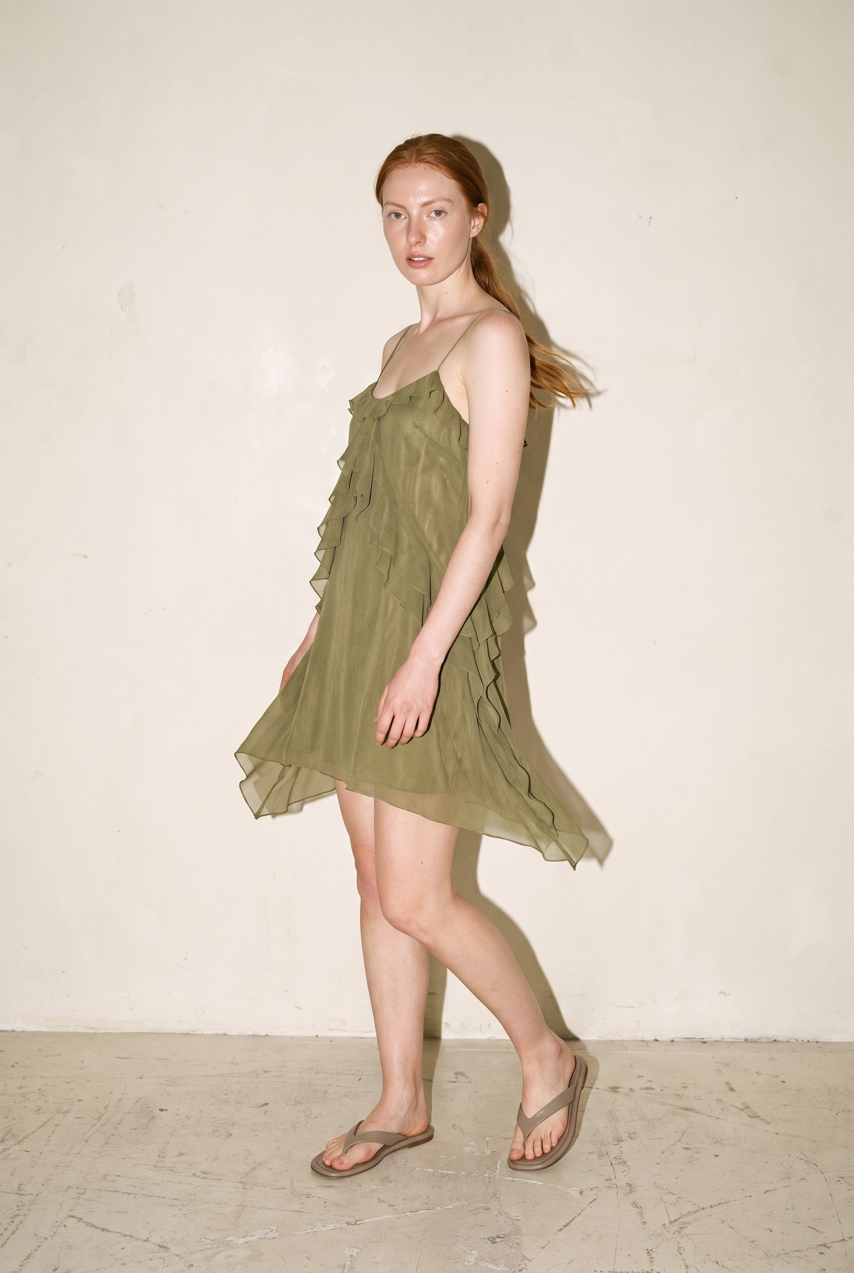Flowy Strap Dress Green SLOW HIGH