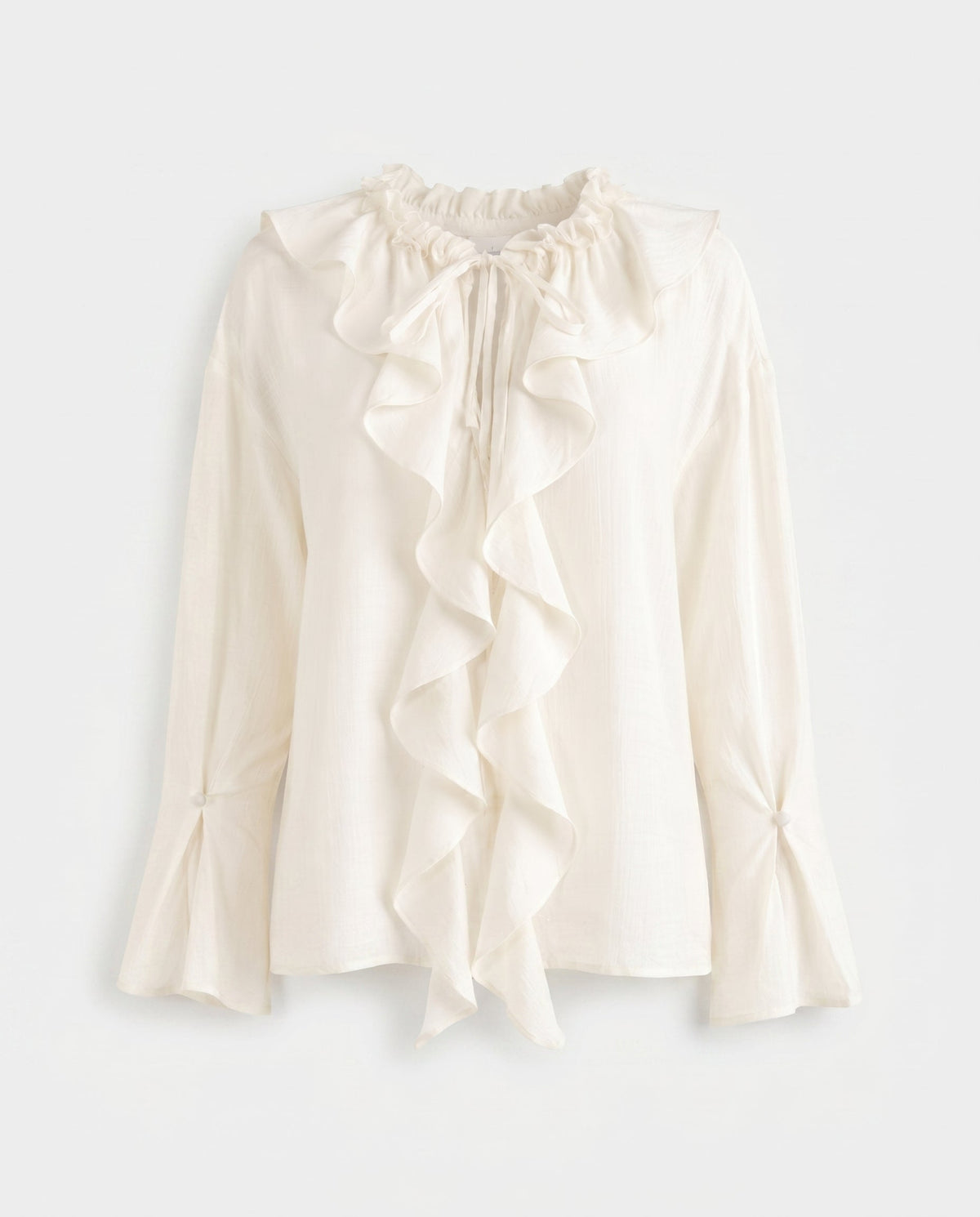 Ruffle Tie-Front Blouse Ivory COCA