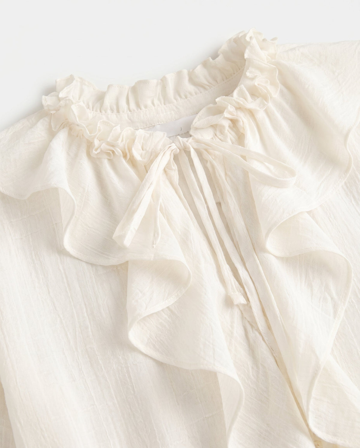 Ruffle Tie-Front Blouse Ivory COCA
