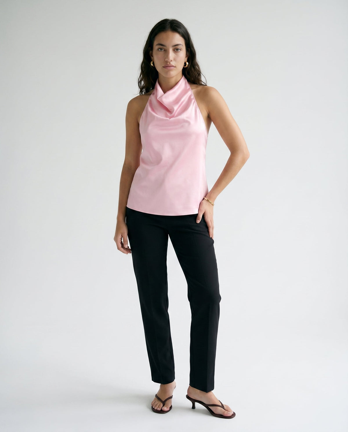 Sleeveless Cowl Neck Top Pink COCA