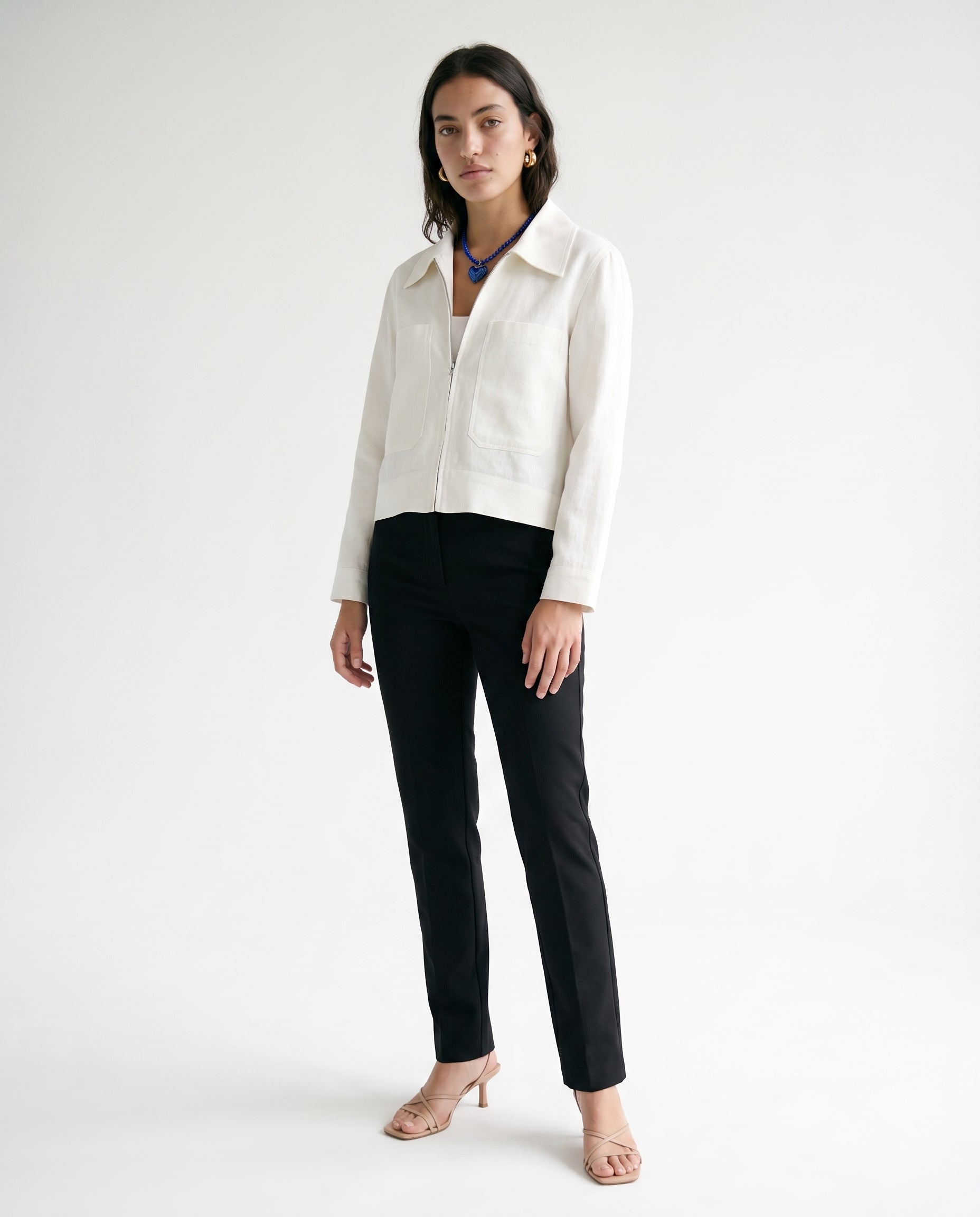 Tie-Front Shacket White 29 28