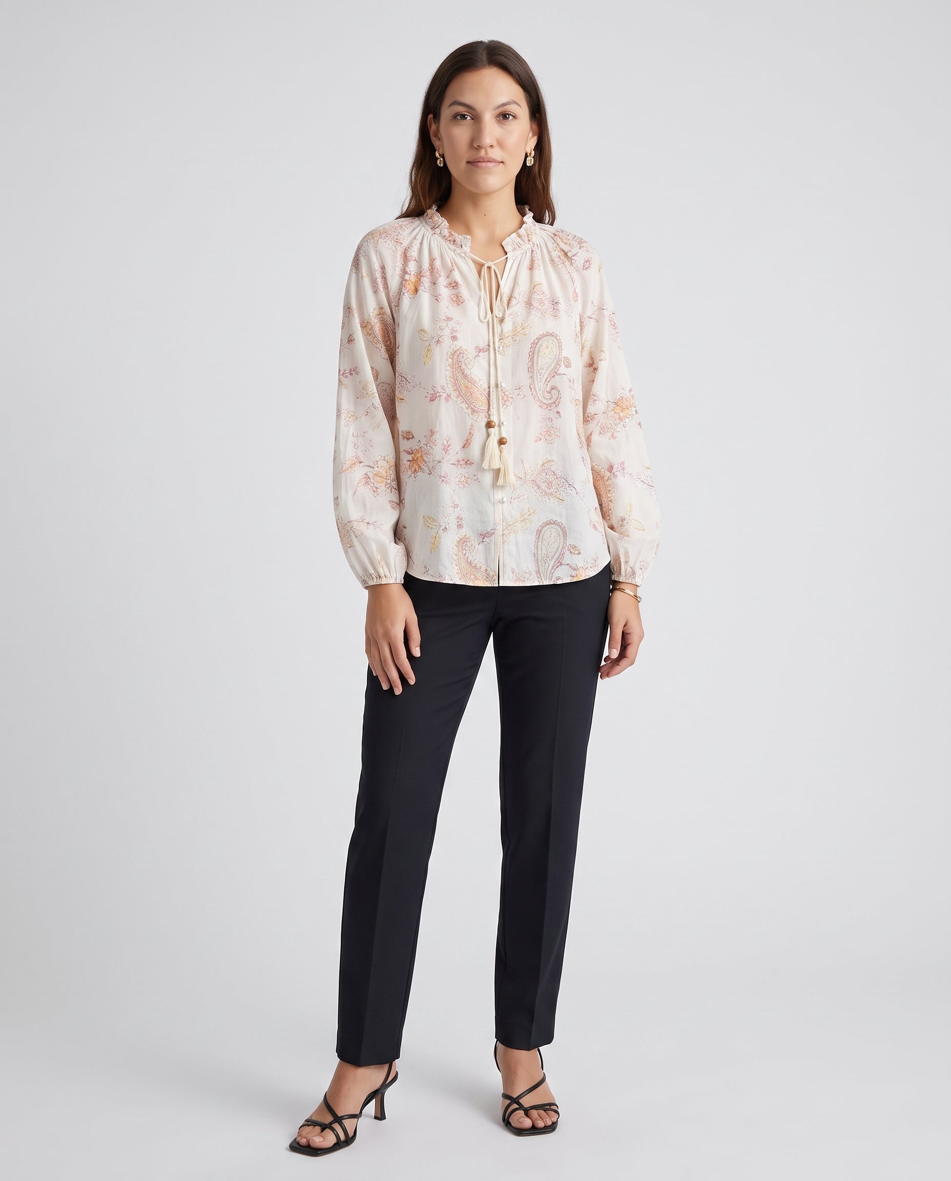 Printed Tassel Blouse Print