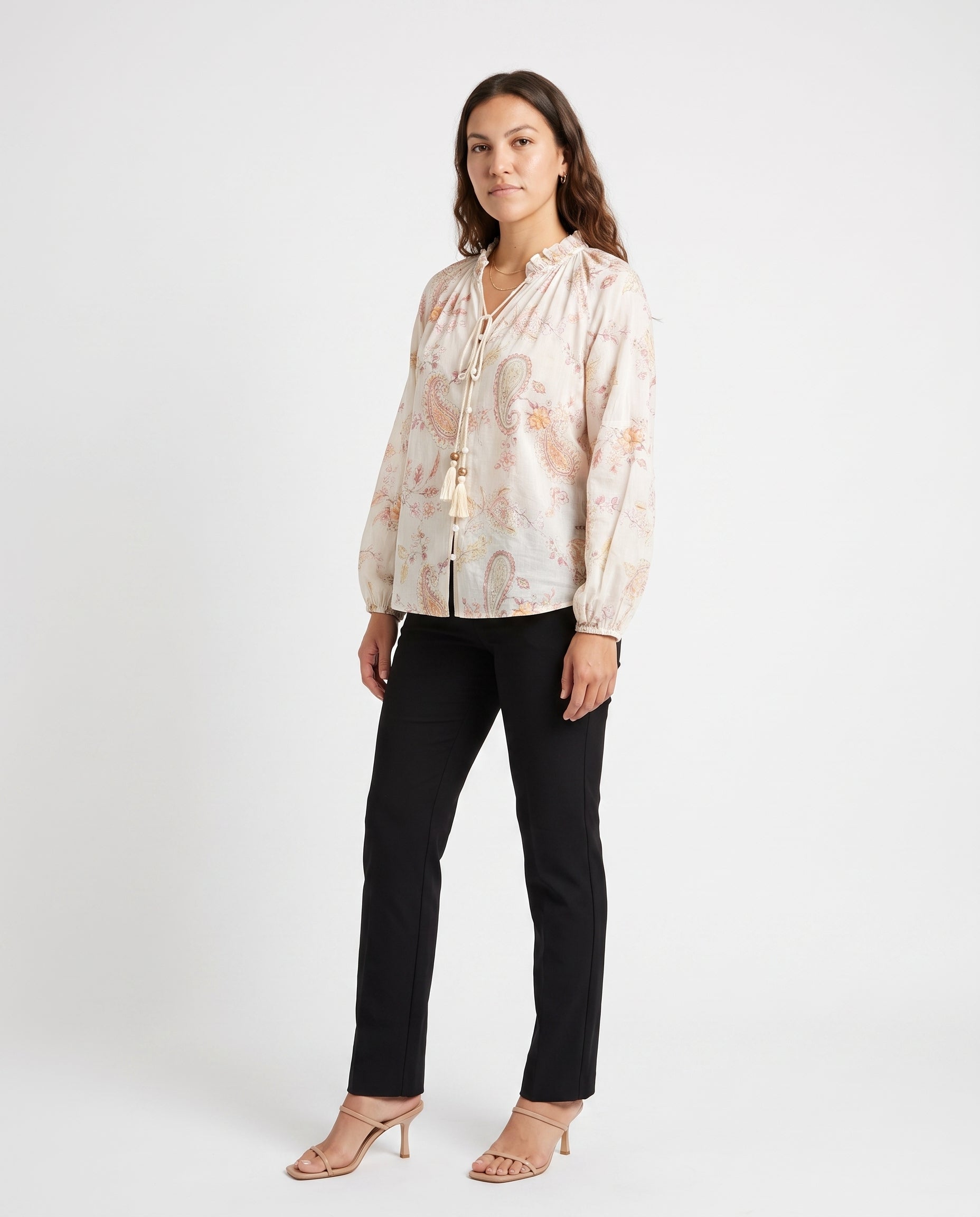 Printed Tassel Blouse Print