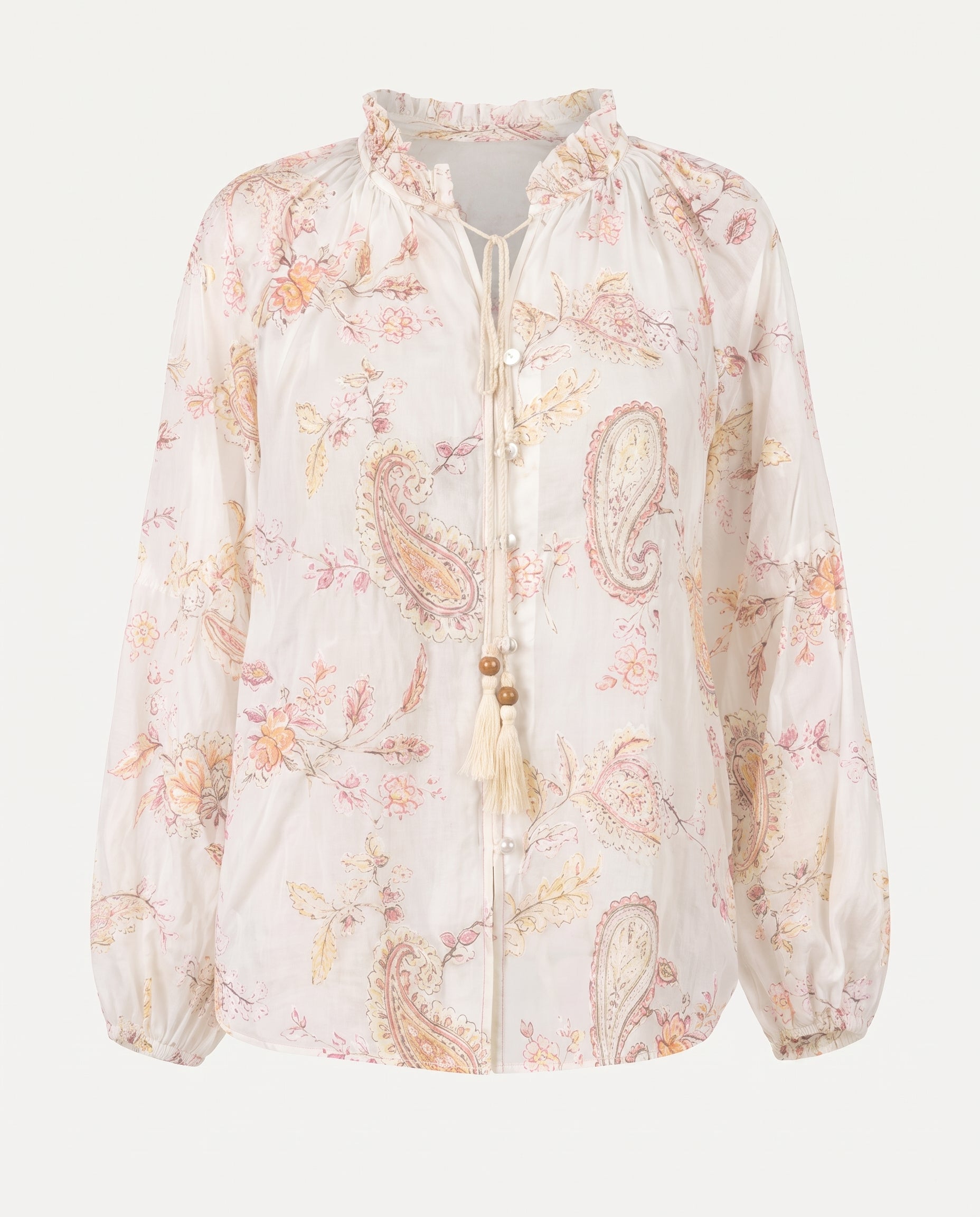 Printed Tassel Blouse Print