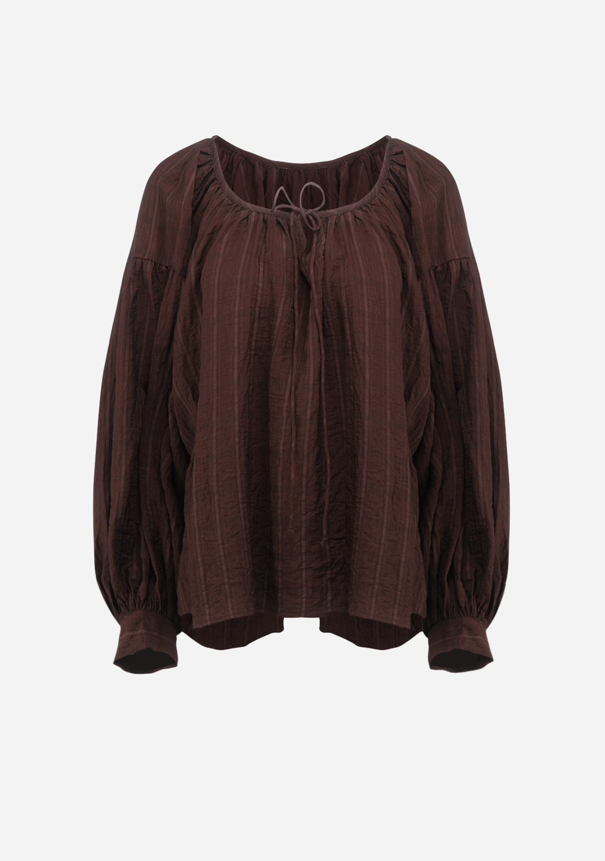 Chaucer Front Tie Top Woven Dark Brown