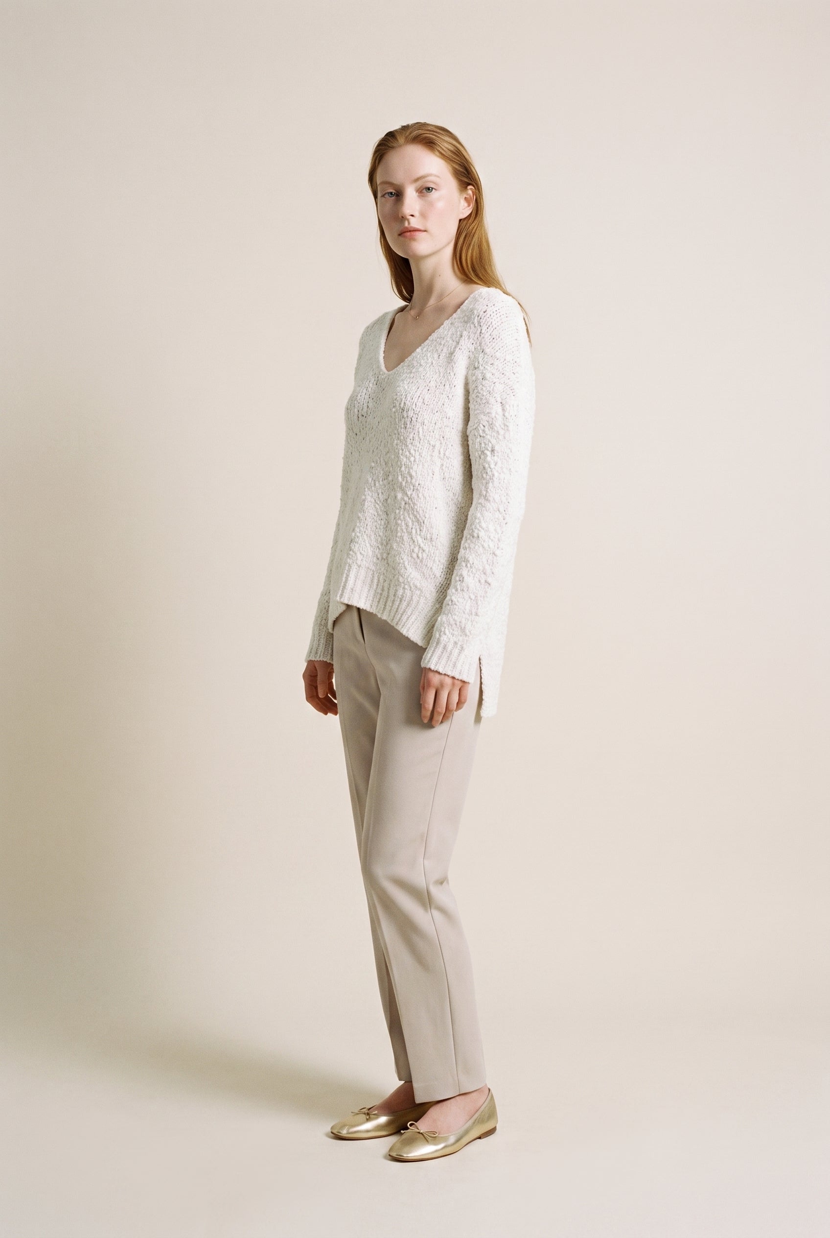 Pull en maille popcorn crème ivoire
