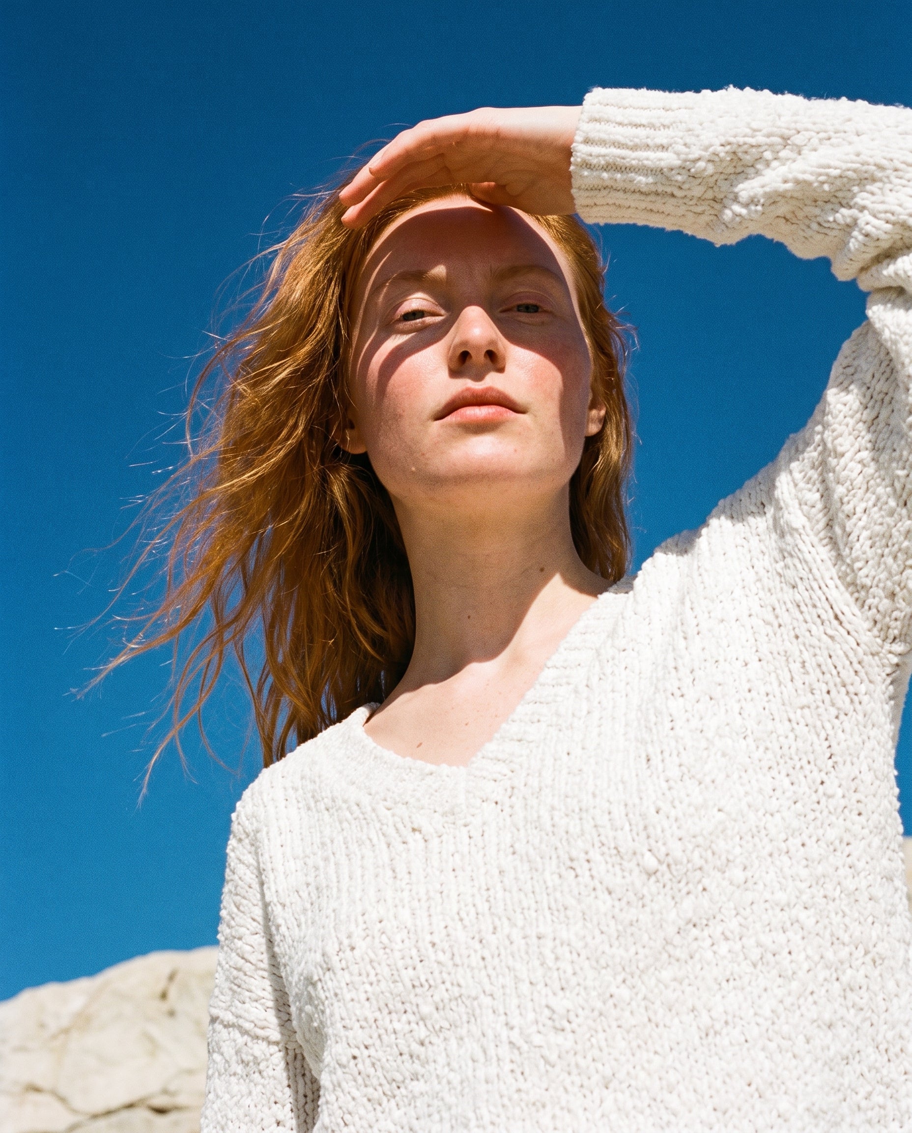 Popcorn Knit Sweater Cream Ivory