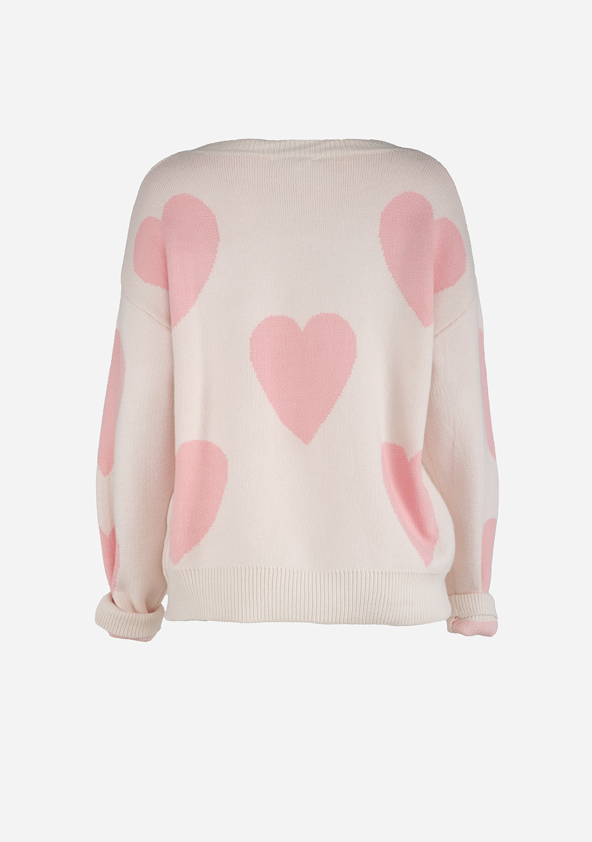 Heart Print Valentine Sweater Cream/Blush Miracle