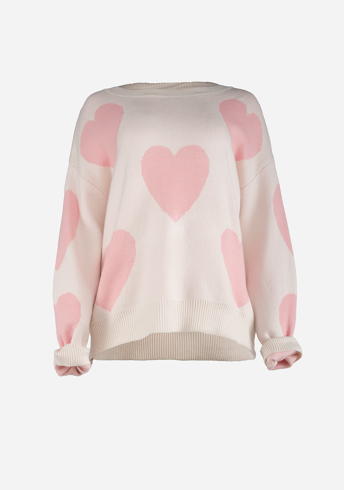 Heart Print Valentine Sweater Cream/Blush Miracle