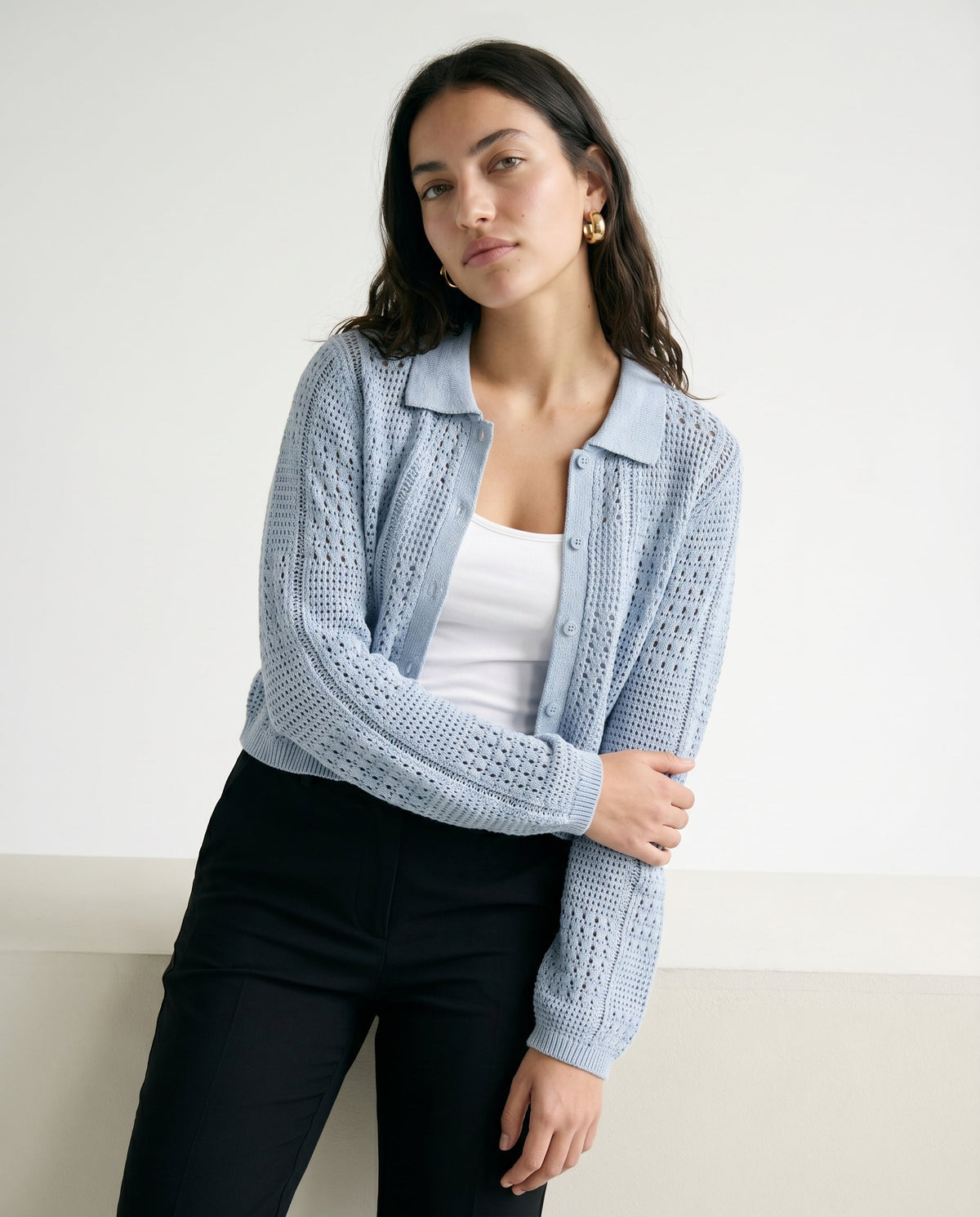 Jx sue Polo Neck Knit Skyway Blue JJXX