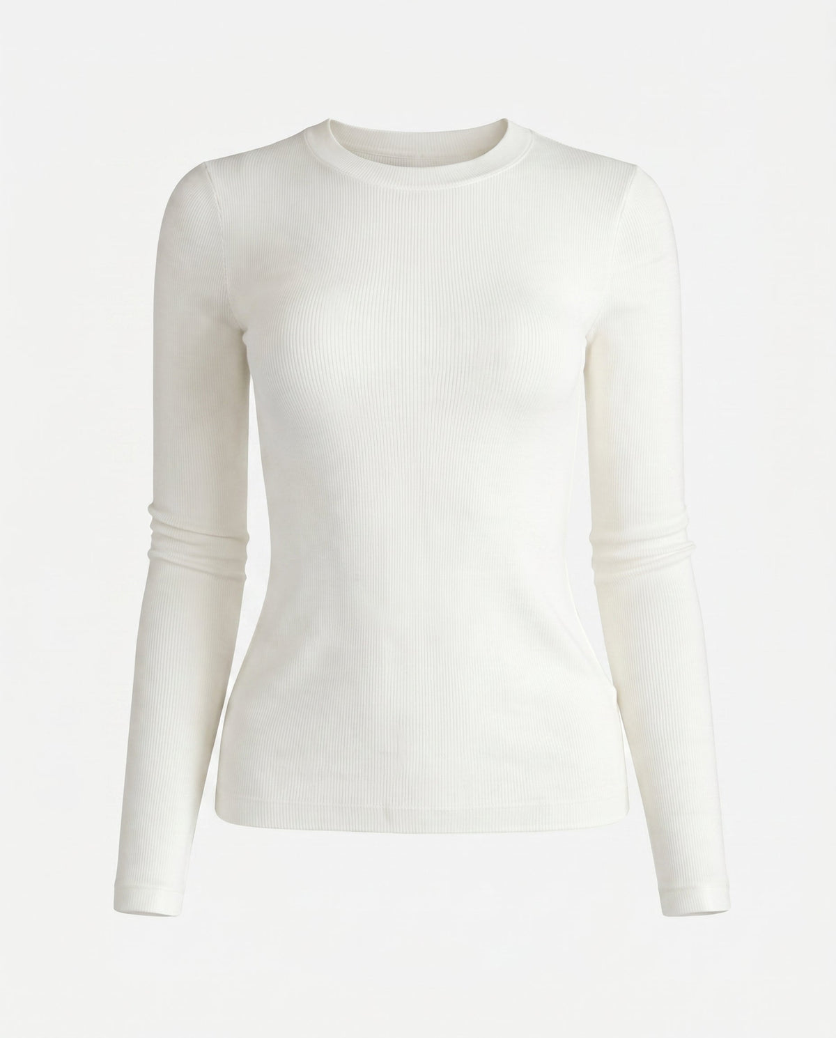 Fitted Rib Knit Crewneck Off White audrey