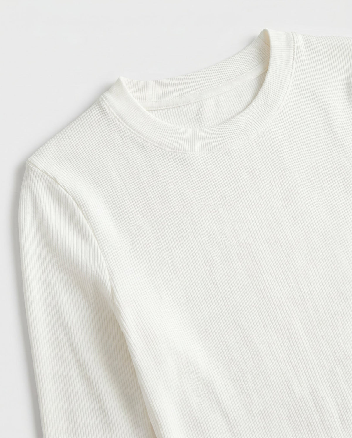 Fitted Rib Knit Crewneck Off White audrey