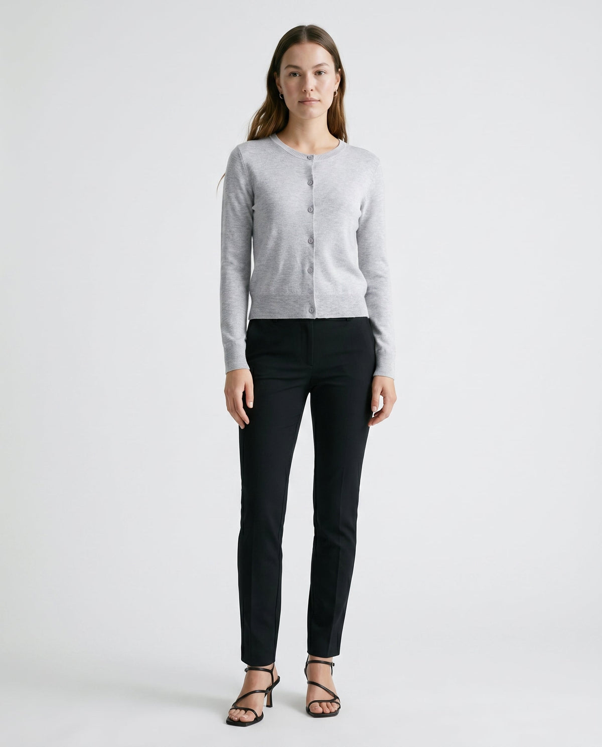 Classic Button Front Cardigan Gray Slow High