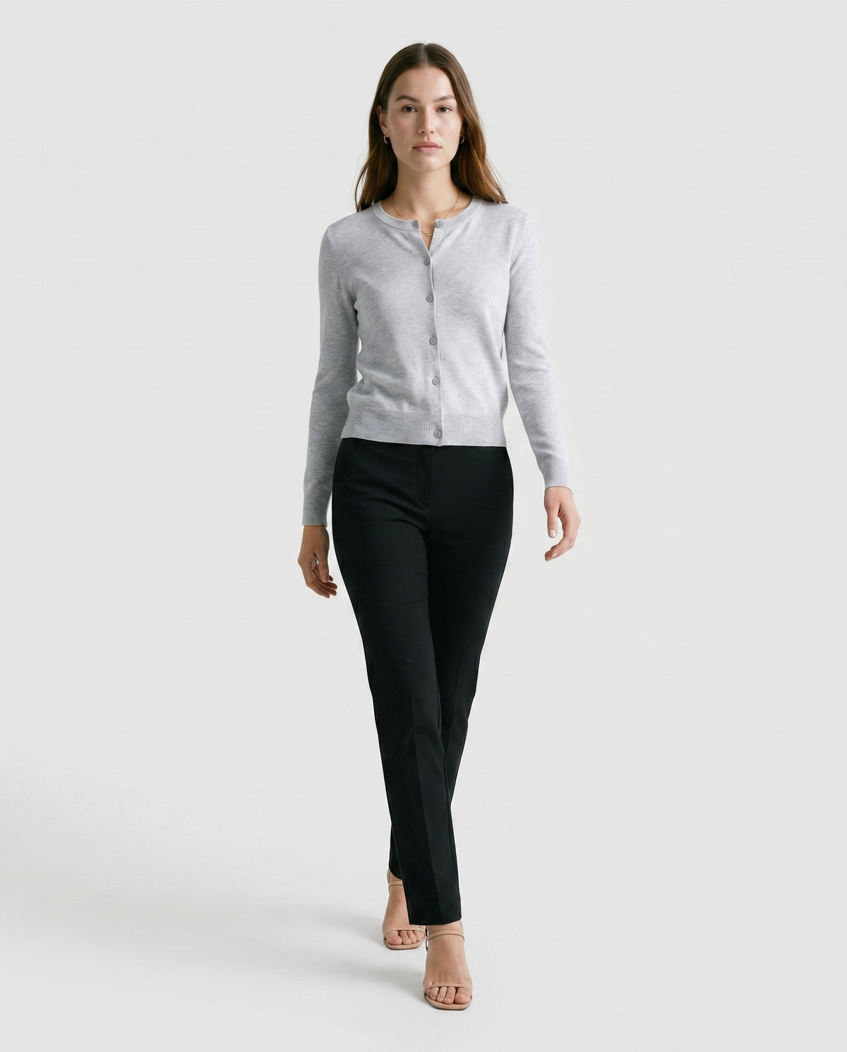 Classic Button Front Cardigan Gray Slow High