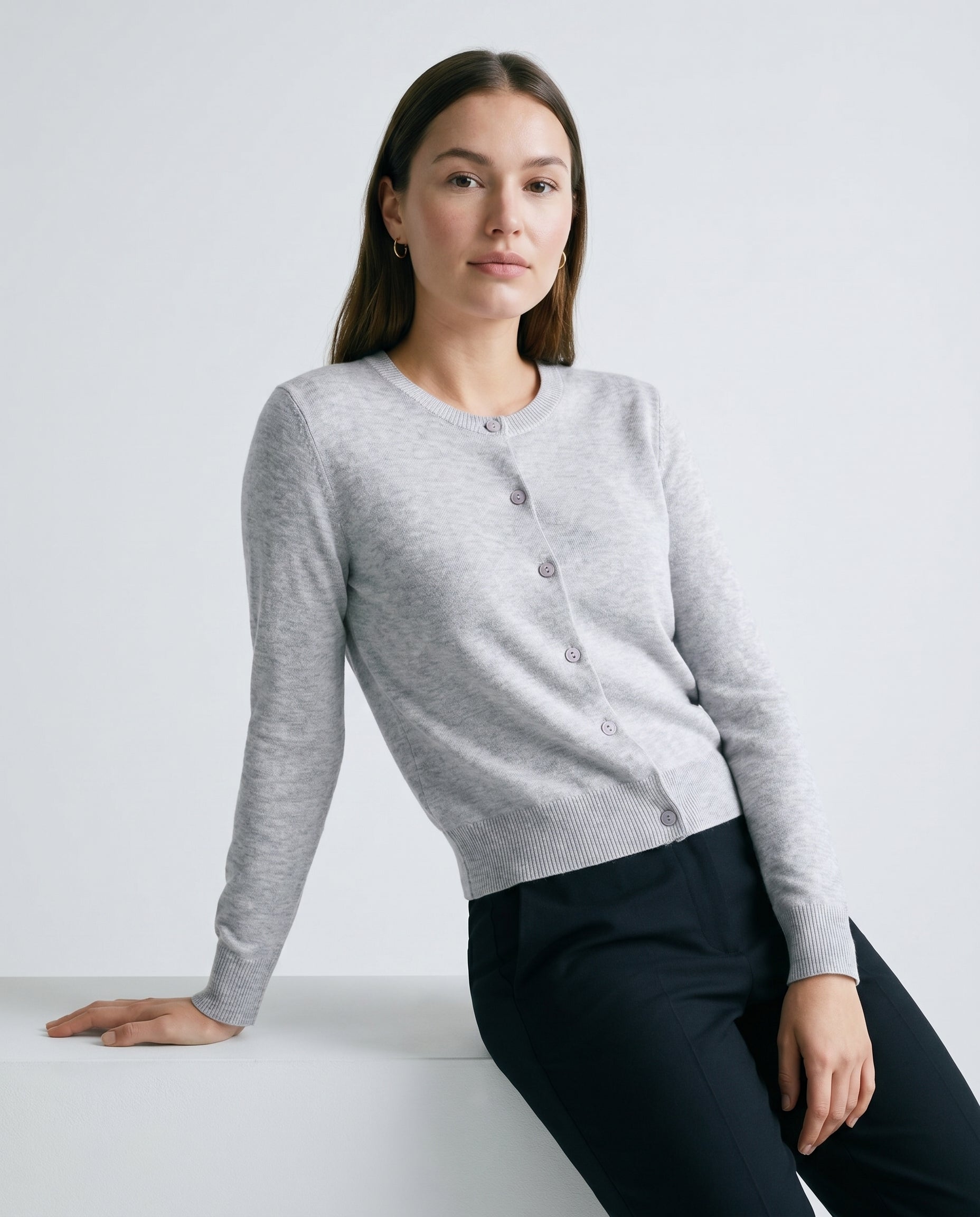 Classic Button Front Cardigan Gray Slow High