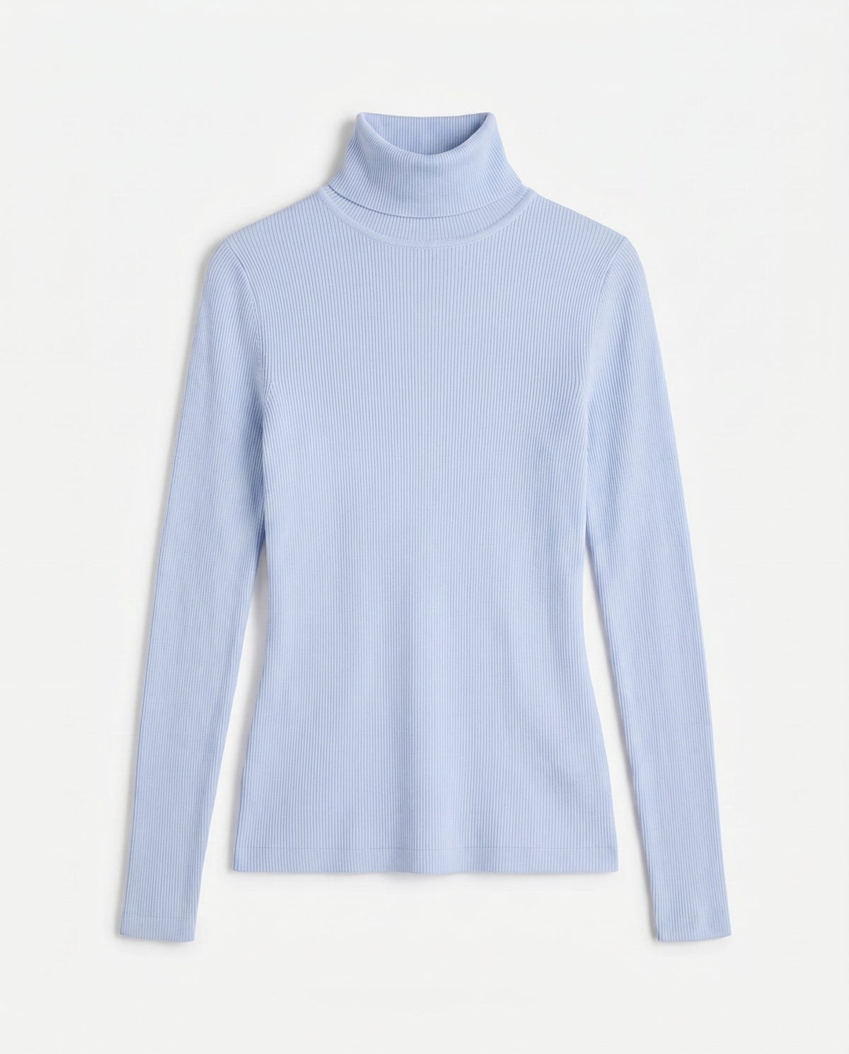 Fitted Rib Knit Turtleneck Blue audrey