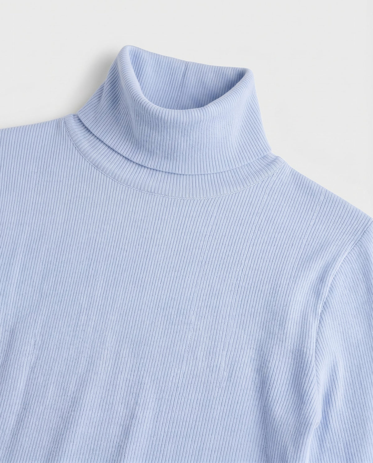 Fitted Rib Knit Turtleneck Blue audrey