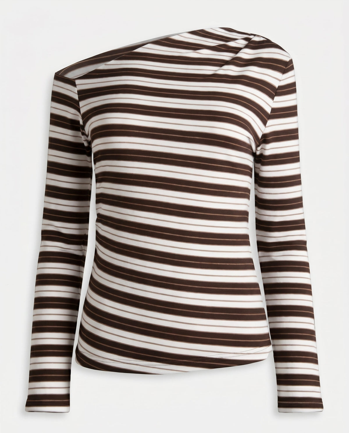 One Shoulder Striped Long Sleeve Sweater Black/White Stripes ALTAR