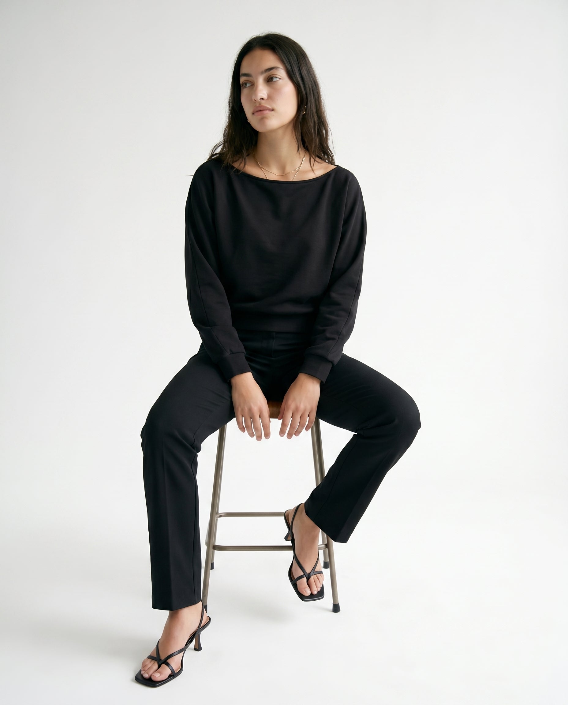 Long Sleeve Twist Hem Top Black