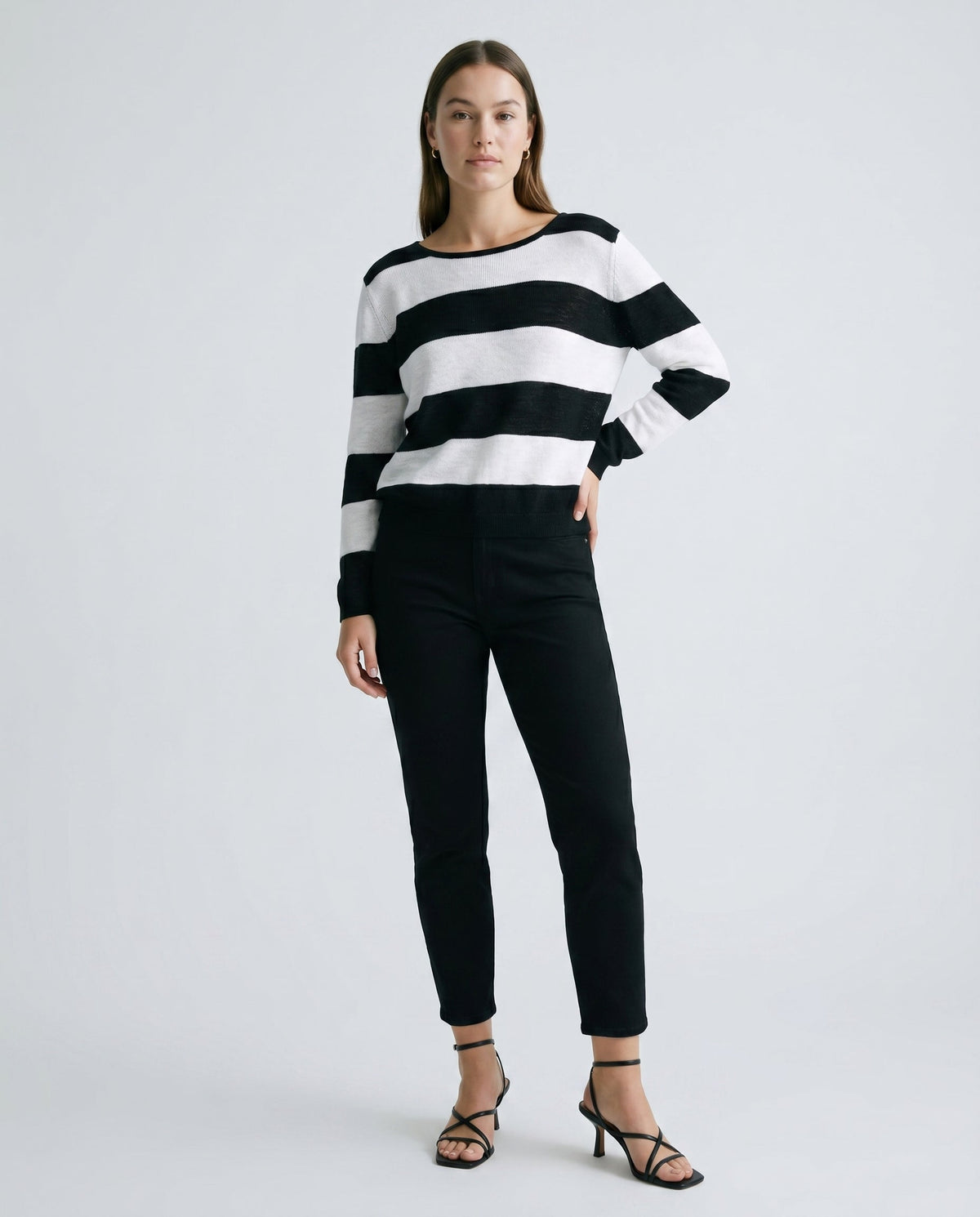 Black Stripes Knit Sweater Black/White Stripes ALTAR