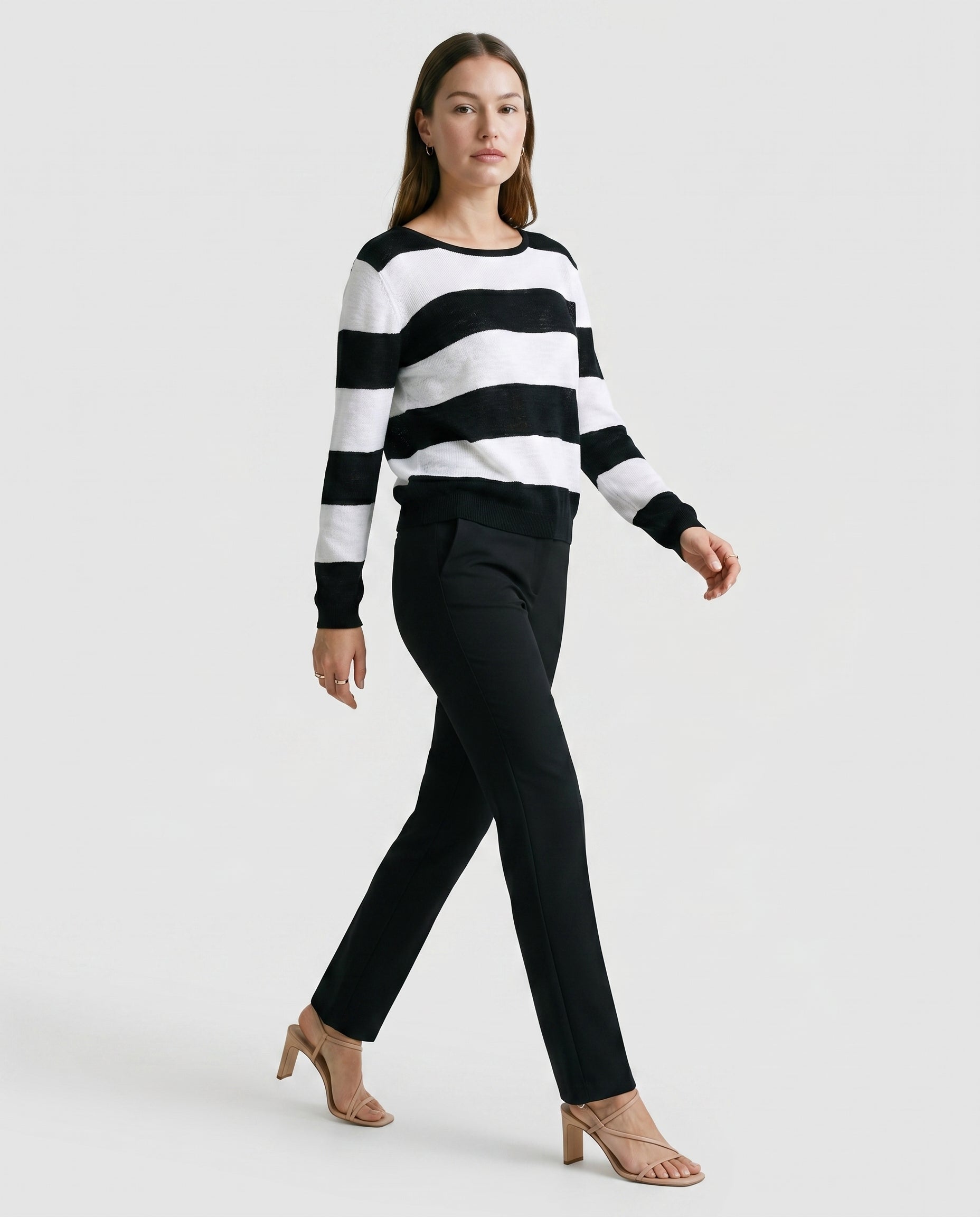 Black Stripes Knit Sweater Black/White Stripes