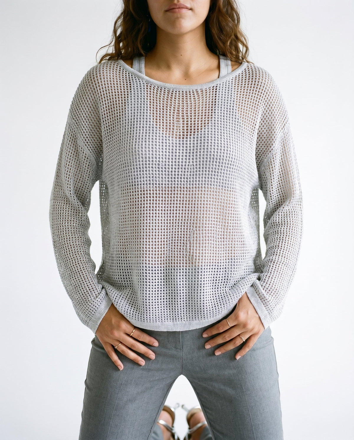 Essential One-Shoulder Top Grey SLOW HIGH