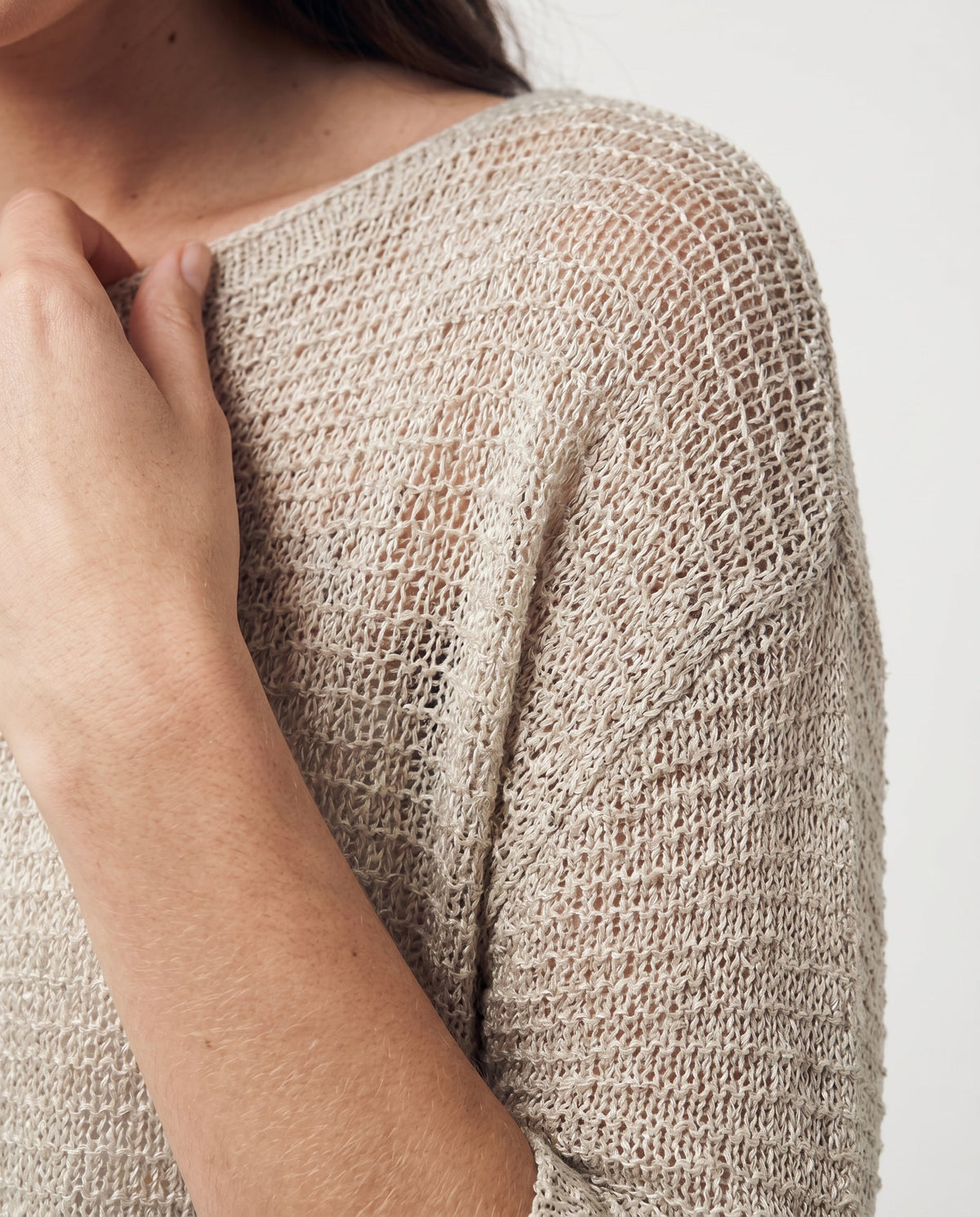 Sheer Open-Knit Long Sleeve Sweater Green SLOW HIGH