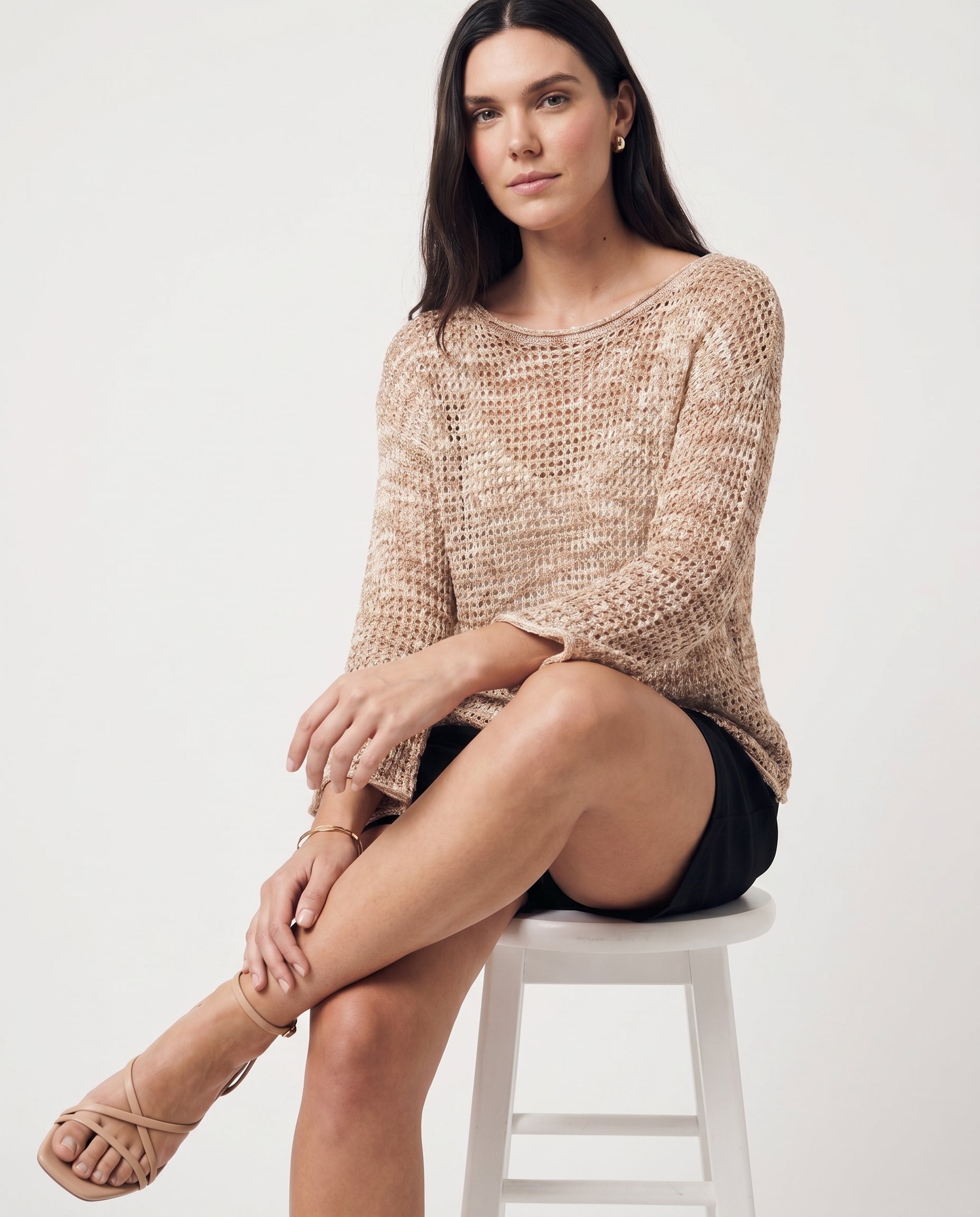 Textured Knit Long Sleeve Top Print SLOW HIGH