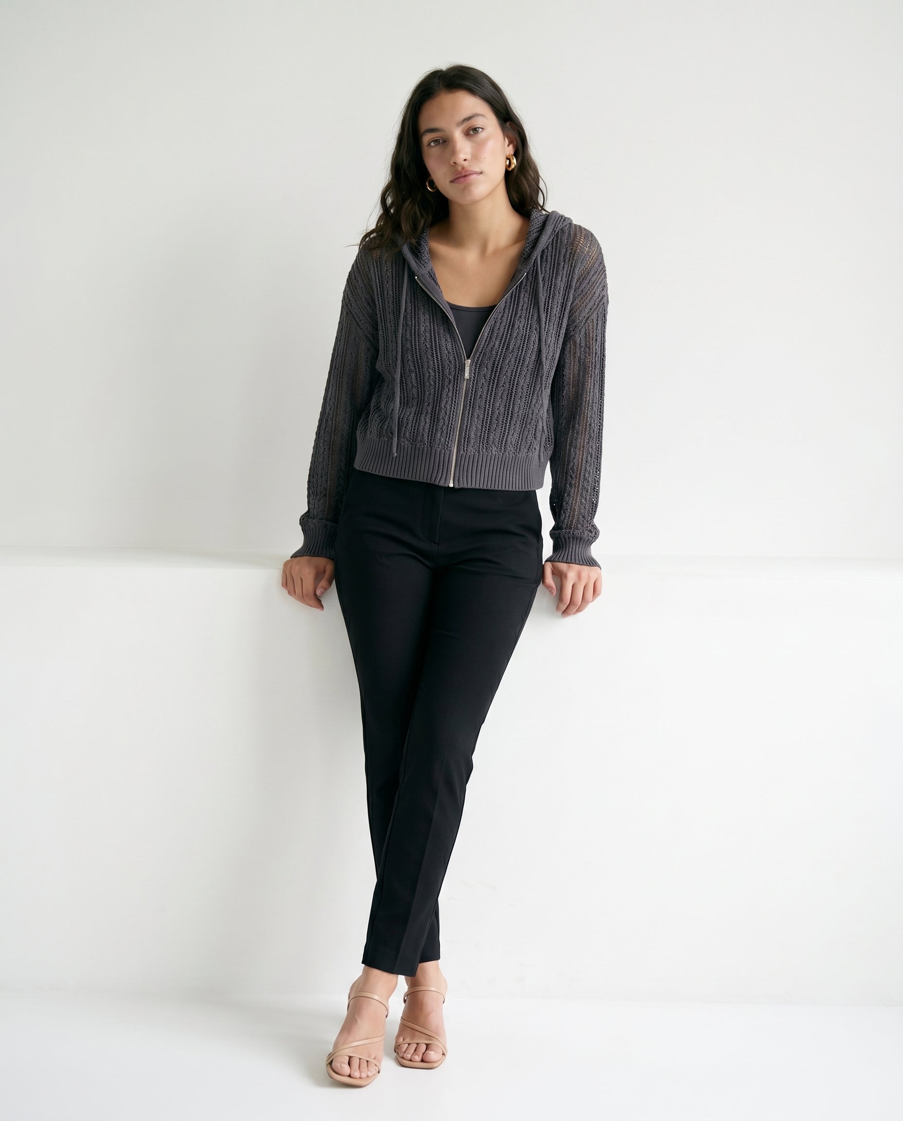 Hooded Zip Top Black