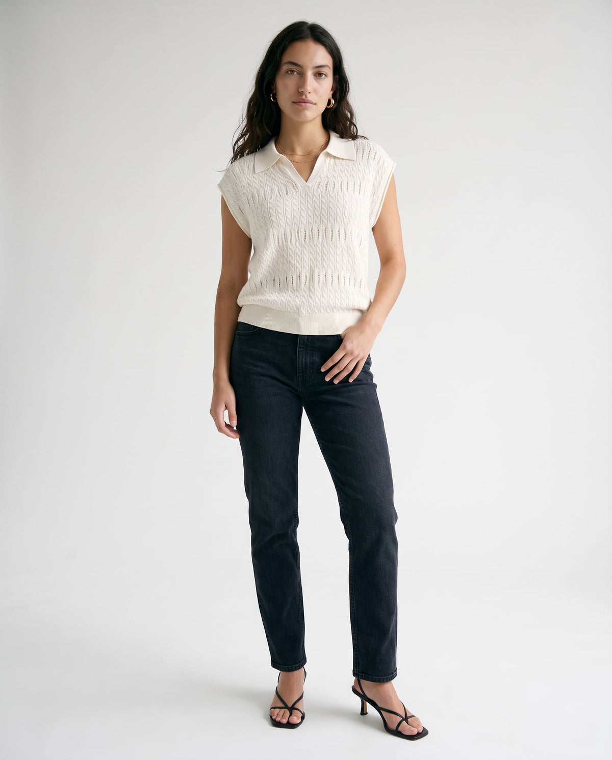 Textured Knit Sleeveless Top White 29 28