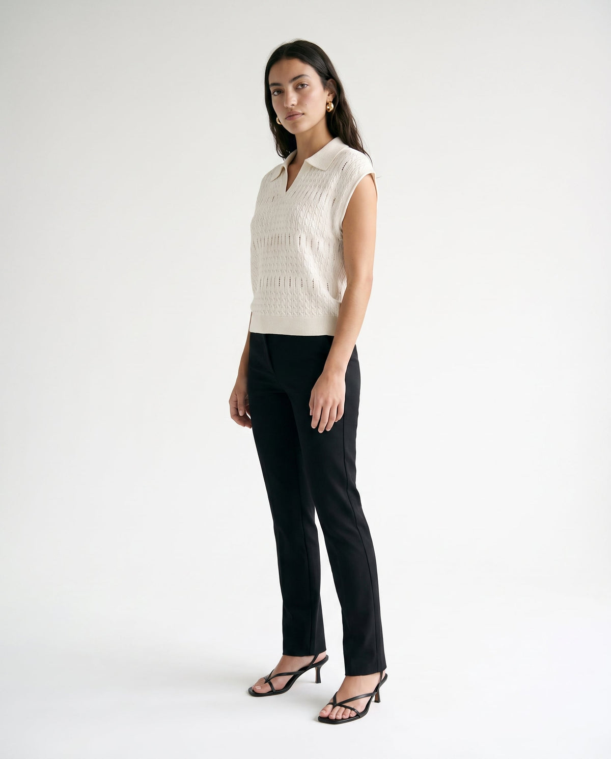Textured Knit Sleeveless Top White 29 28