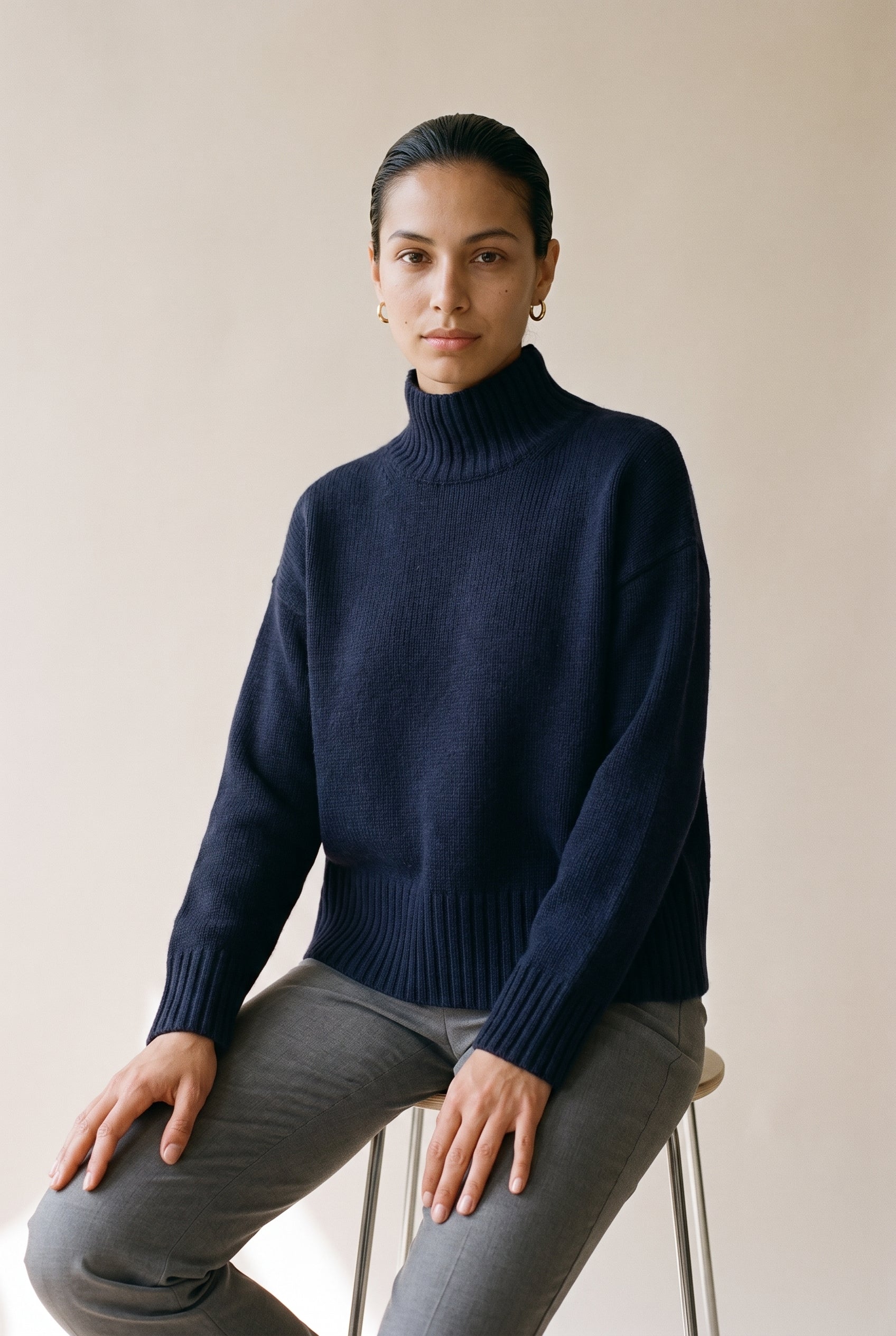 Wool Blend Mock Neck Sweater