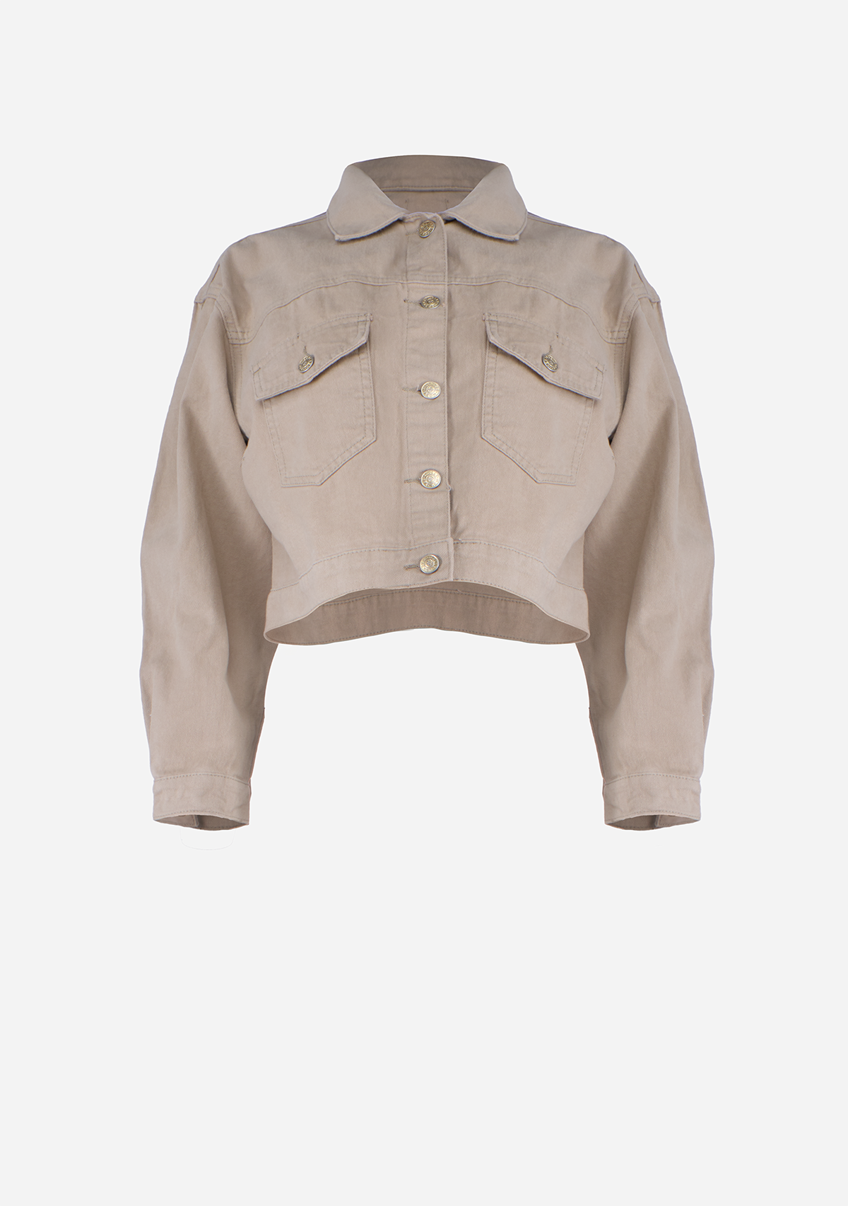 Soft Denim Crop Jacket Khaki