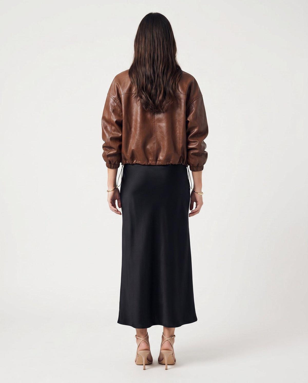 Pu No Collar Jacket Coffee ALTAR