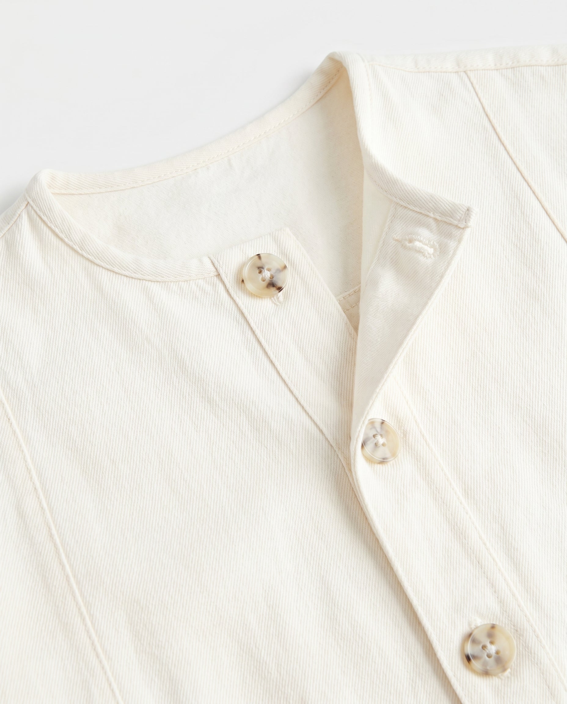 Crew Neck Button Down Jacket Ivory