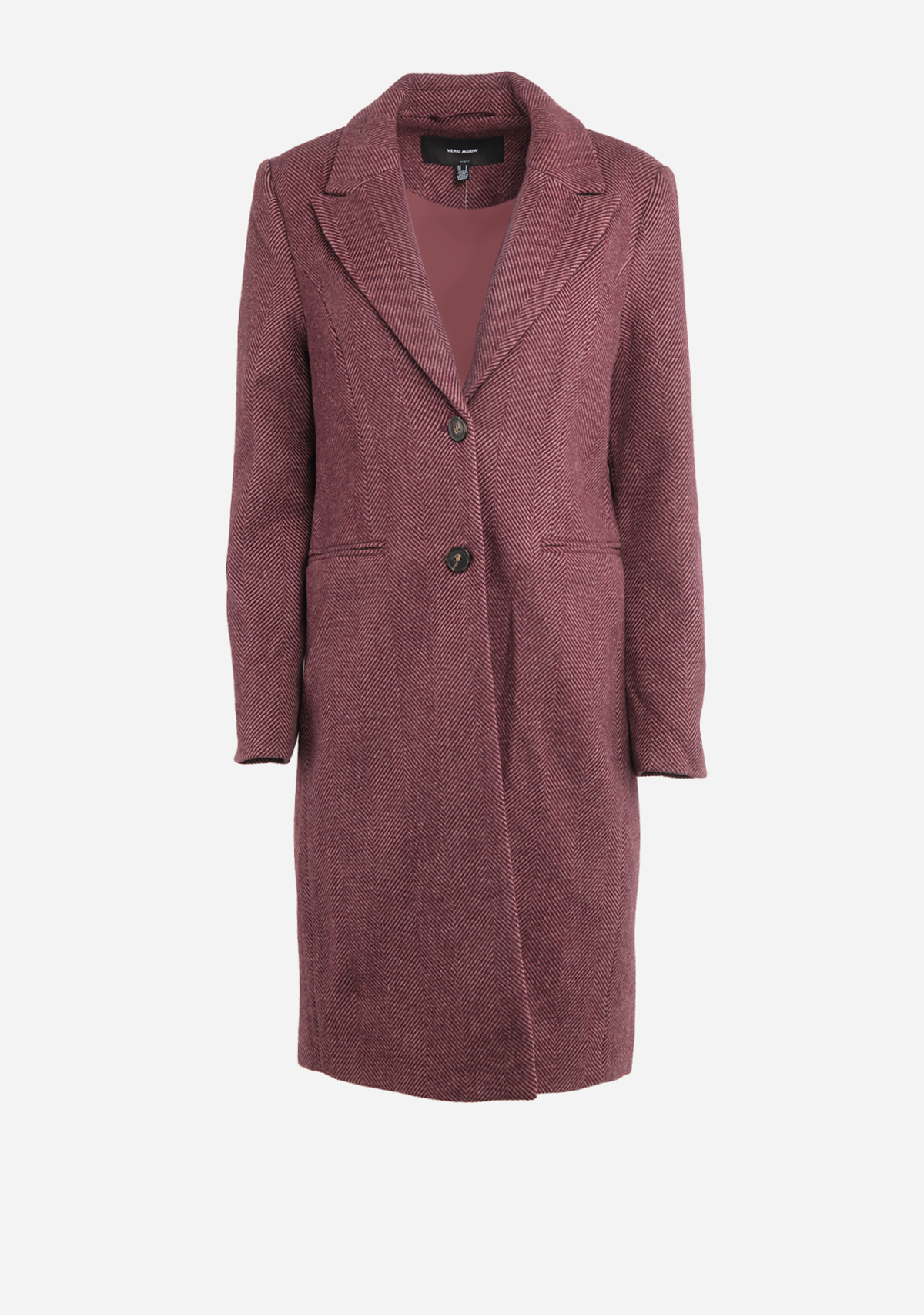Vmblaza Herringbone Long Coat Ga Boo Winetasting
