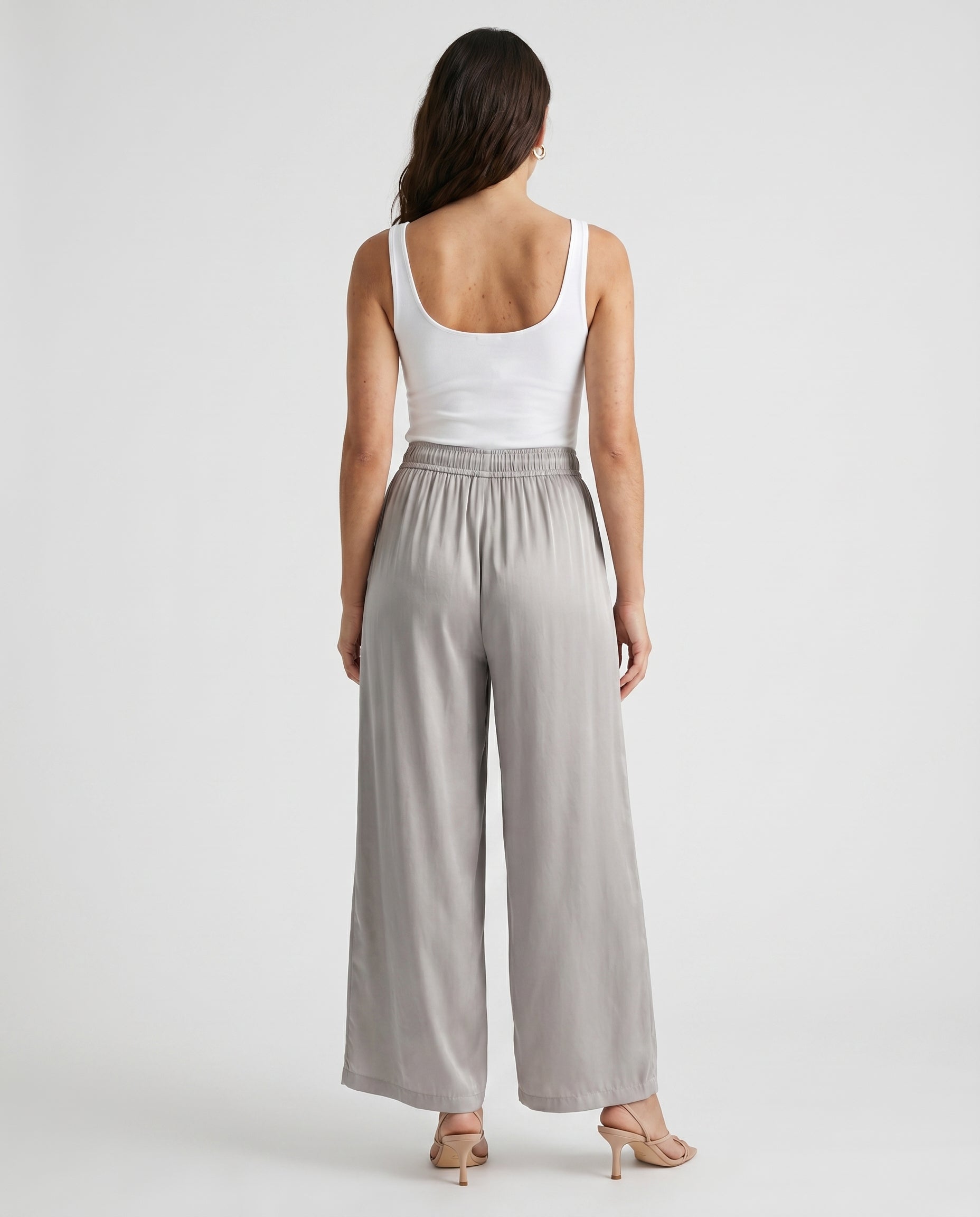 Wide Silver Gray Leg Pants Silver Gray