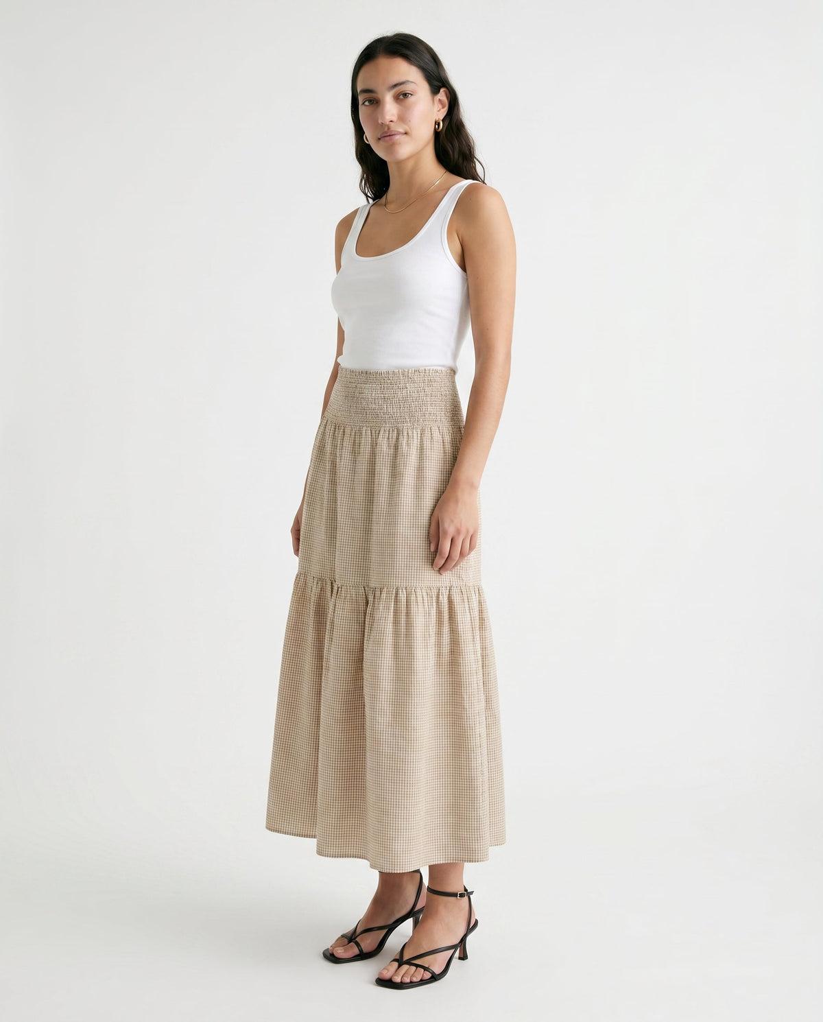 Jx zoe Seersucker Smock Long Skirt Cornstalk White Bestseller (Vero Moda, Noisy May, Only, JJXX)