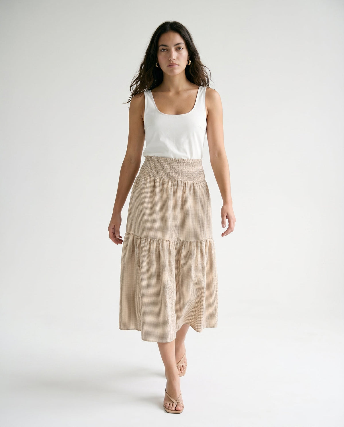 Jx zoe Seersucker Smock Long Skirt Cornstalk White Bestseller (Vero Moda, Noisy May, Only, JJXX)